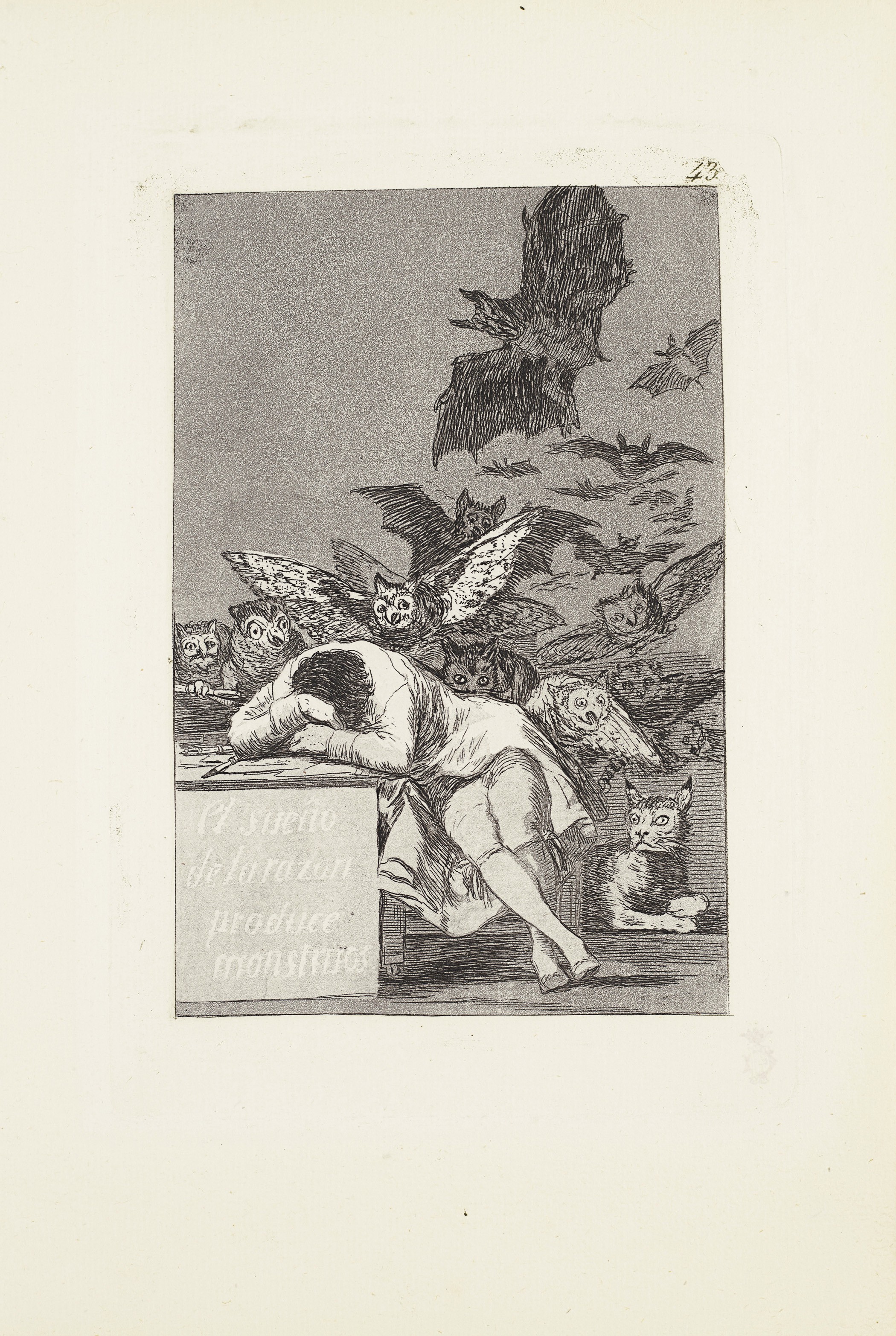 The sleep of reason produces monsters (El sueño de la razón produce monstruos) _x000D_ Plate 43 from: Los Caprichos