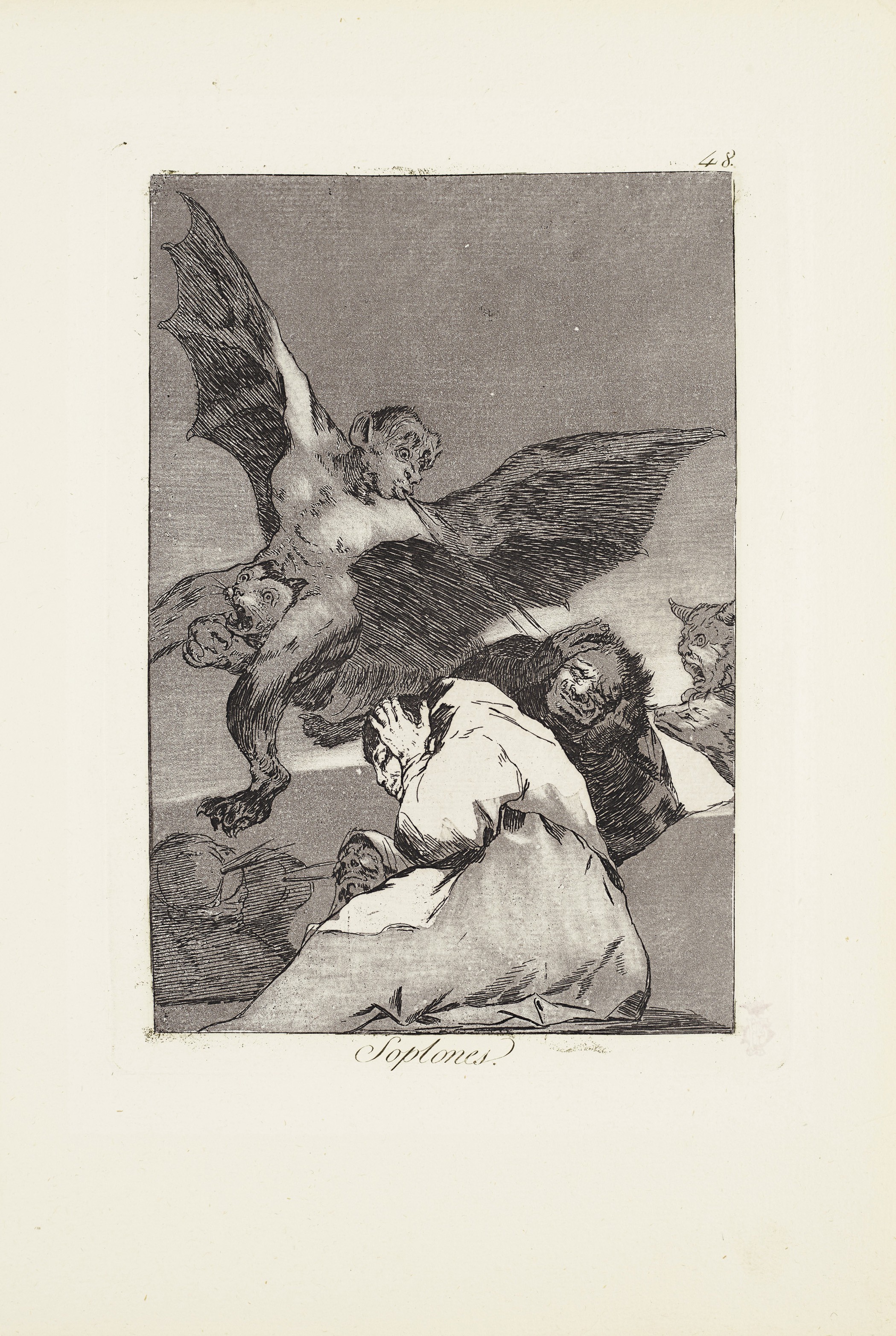 Tale-bearers - Blasts of wind (Soplones) _x000D_ Plate 48 from: Los Caprichos