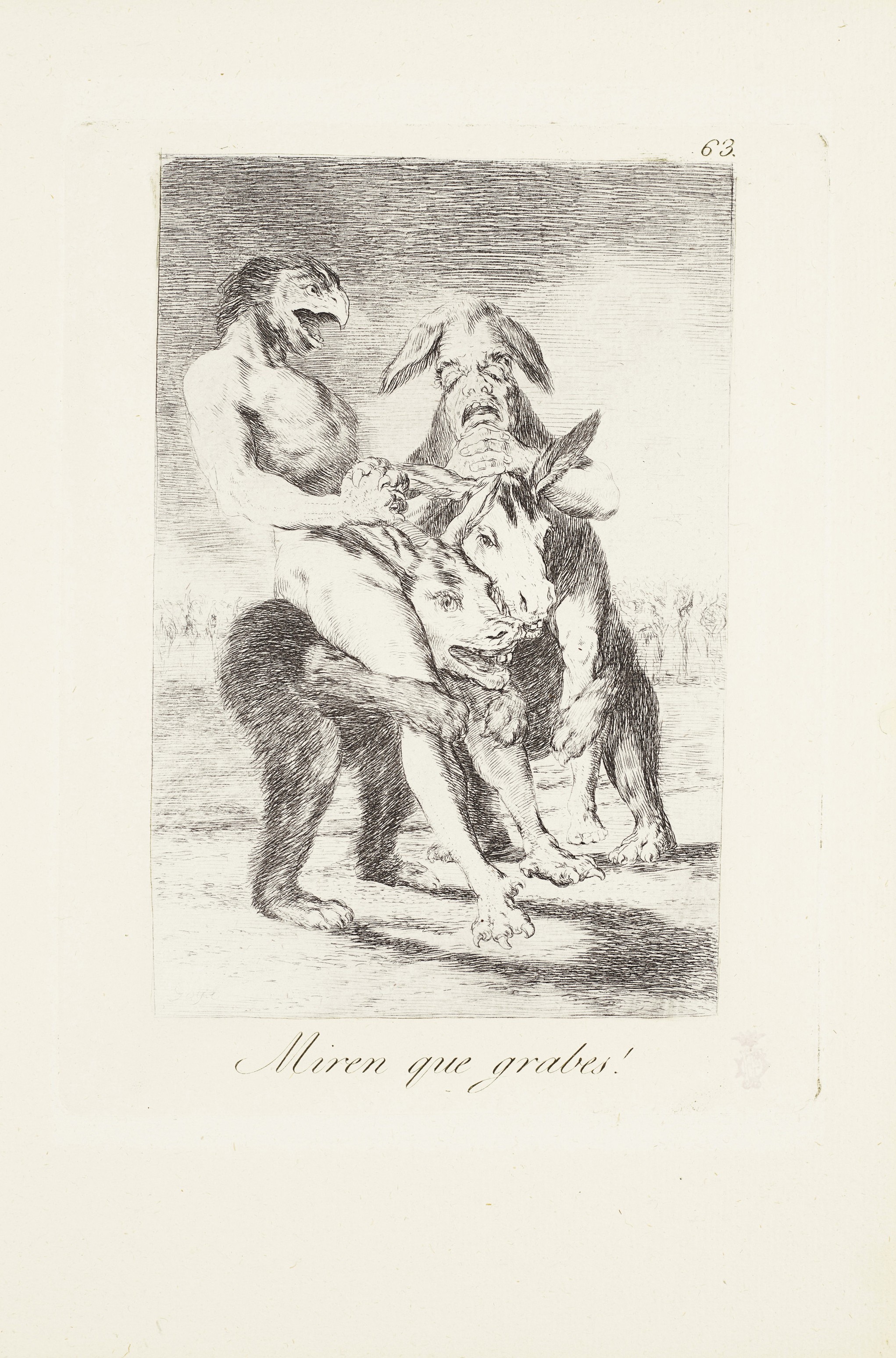 Look how solemn they are (Miren que grabes!) _x000D_ Plate 63 from: Los Caprichos