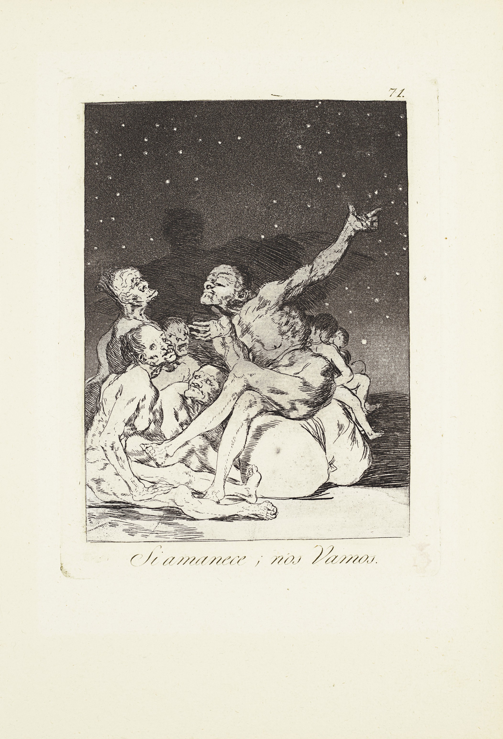 When day breaks we will be off (Si amanece; nos vamos) _x000D_ Plate 71 from: Los Caprichos