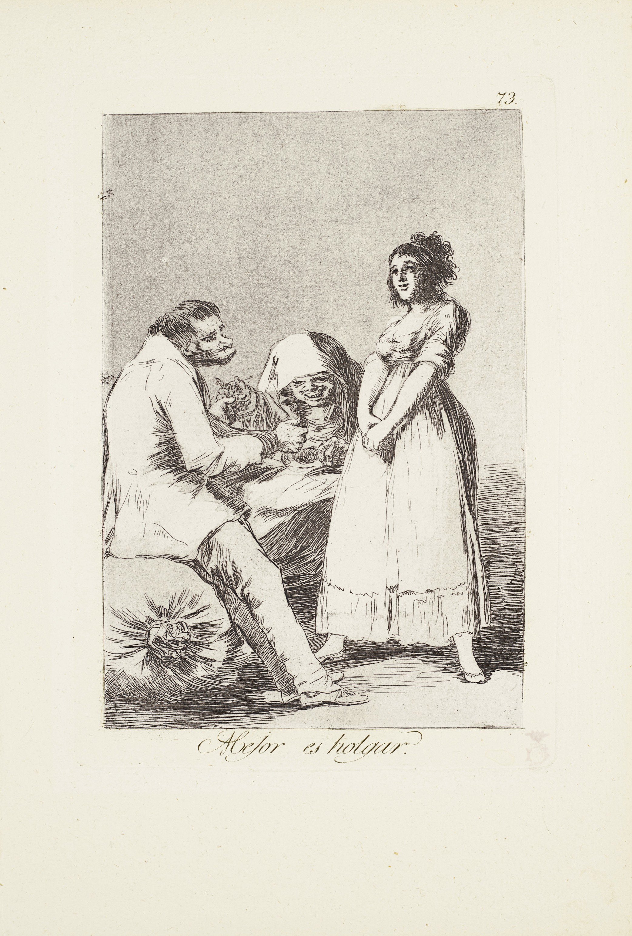 It is better to be lazy (Mejor es holgar) _x000D_ Plate 73 from: Los Caprichos