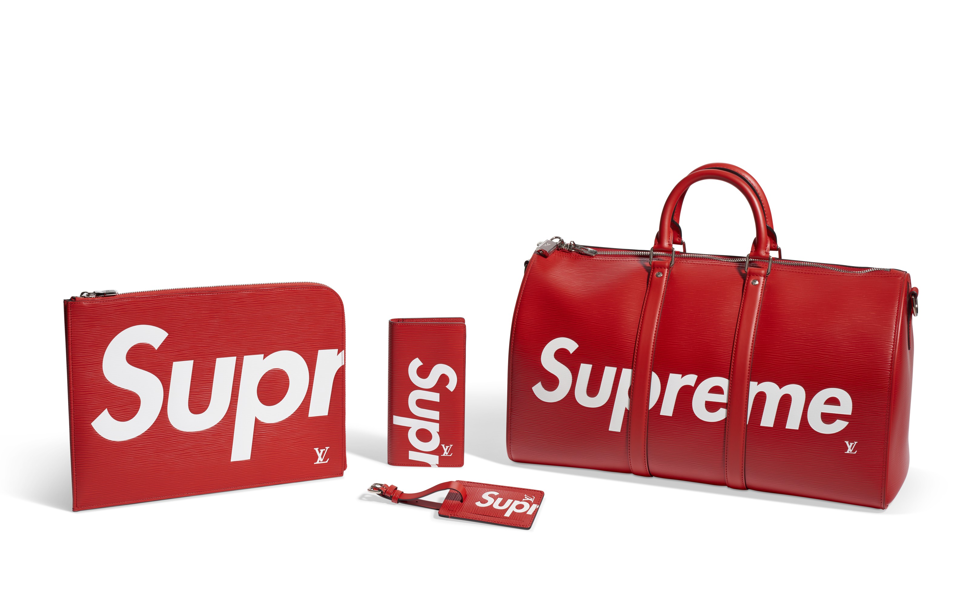 Louis Vuitton Red Epi Leather X Supreme Luggage Tag Louis Vuitton