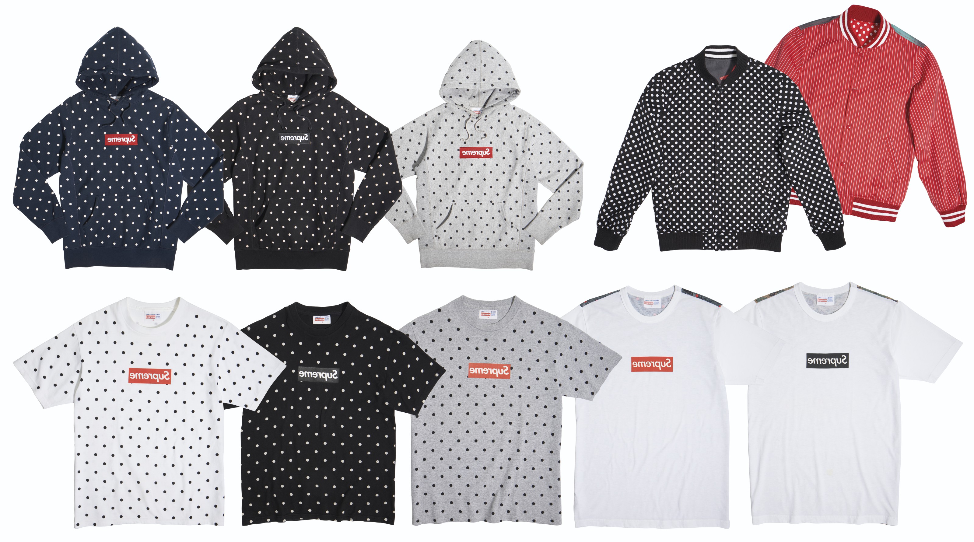 Supreme comme des outlet garcons hoodie polka dot