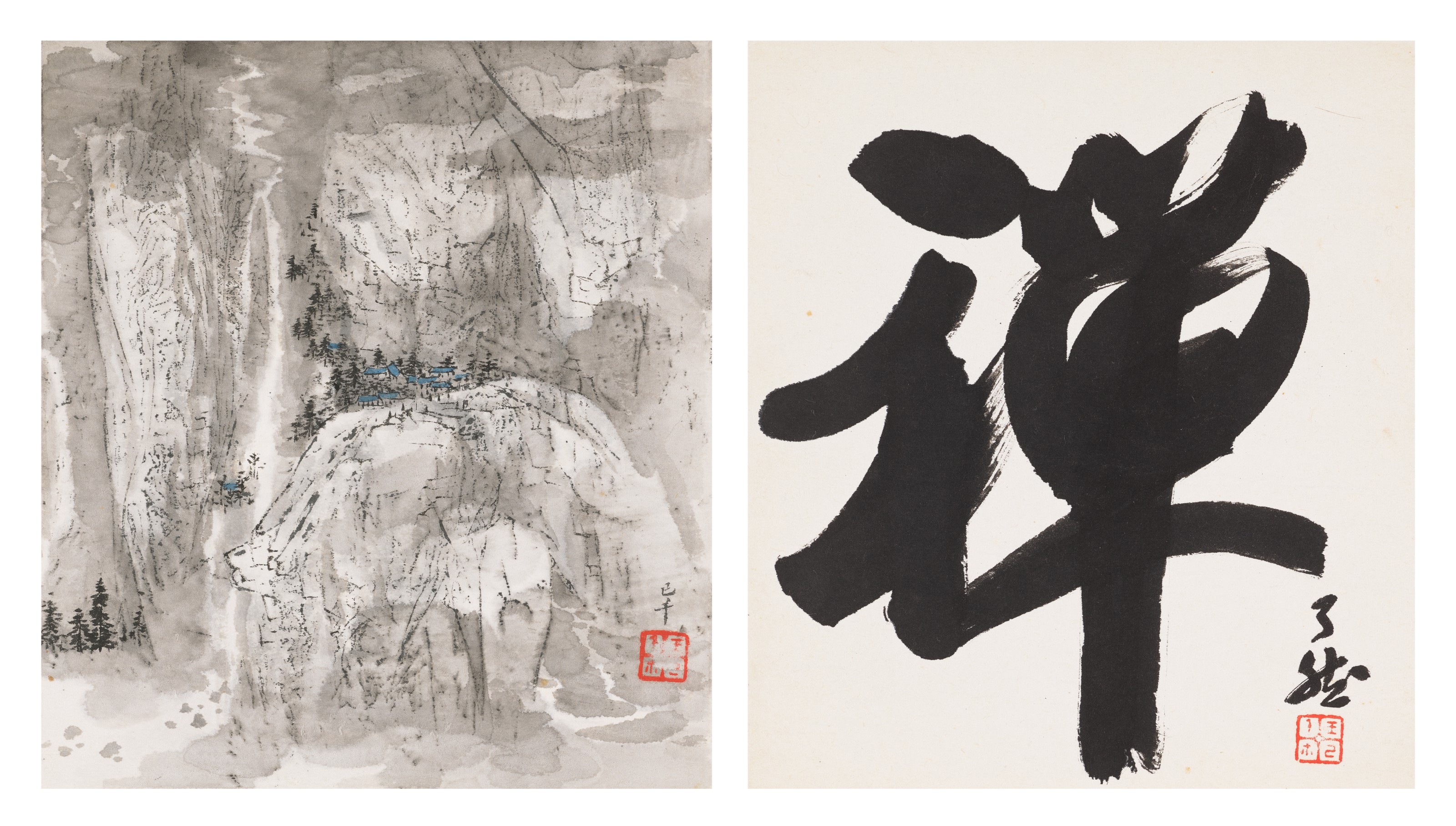 中国古美術・純手描き三尺中堂山水掛軸・水彩画・王原祁印款・書道品・絹本・一物一图 Wang Hui 1632 - 1717 王翬1632-1717 | Landscape 山水| Fine