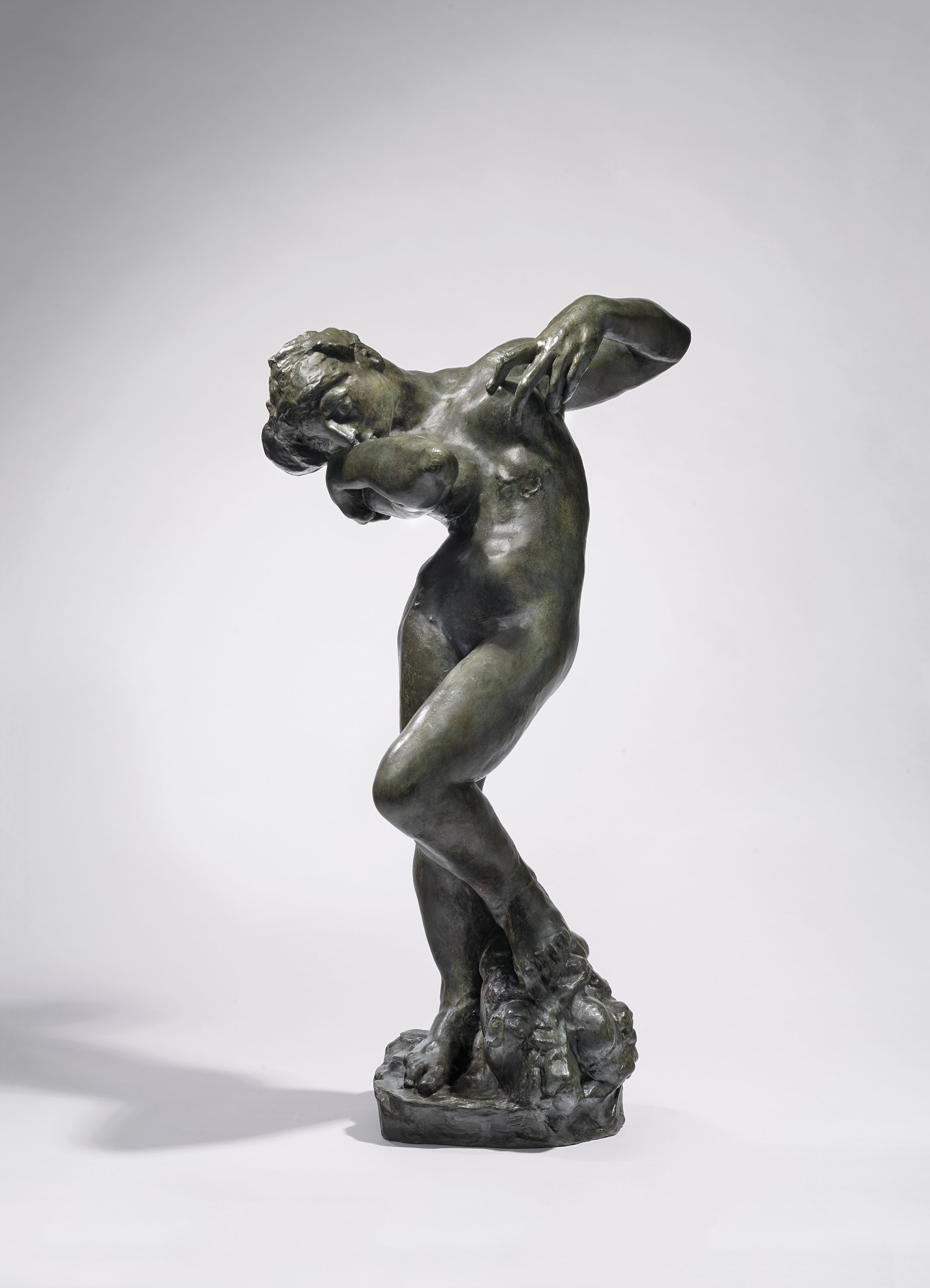 Auguste Rodin (1840-1917), M&eacute;ditation, petit mod&egrave;le, version type I, conceived by 1887. Bronze with green patina. Height: 74 cm. This bronze cast in 1943 in an edition of 13. Sold for &euro;490,000 on 4 June 2020 at Christie&rsquo;s in Paris