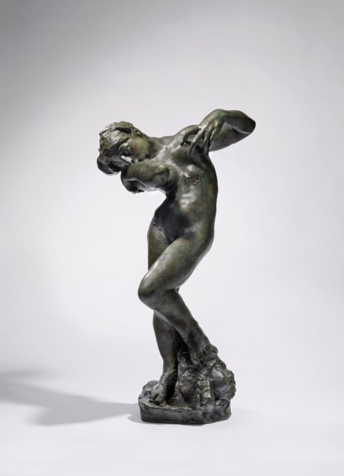 奧古斯特&middot;羅丹（1840-1917），《冥想（小型作品，版本I》1887年構思，1943年鑄造此版本，共13件。銅雕、綠色銅鏽。高74公分。估價：400,000 &ndash; 600,000歐元。此作將於2020年6月4日在佳士得巴黎印象派及現代藝術拍賣中呈獻
