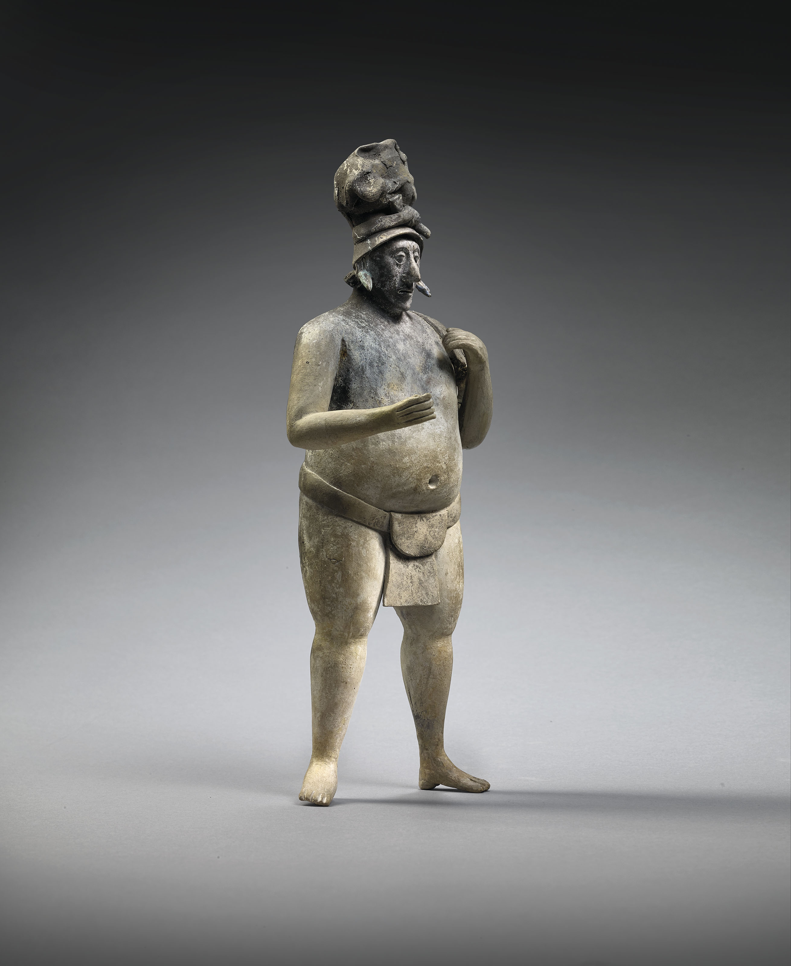 An important statue of a dignitary, Mayan, Jaina, late Classic, 550-950 AD. Height: 12 in (30.6 cm). Estimate: &euro;90,000-120,000.&nbsp;Offered in Pre-Columbian Art on 29 June 2020 at Christie&rsquo;s in Paris