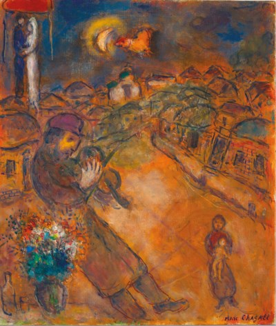 Marc Chagall 1887 1985 Violoniste Dans Le Clair De Lune Orange A Vitebsk Paintings Oil Christie S