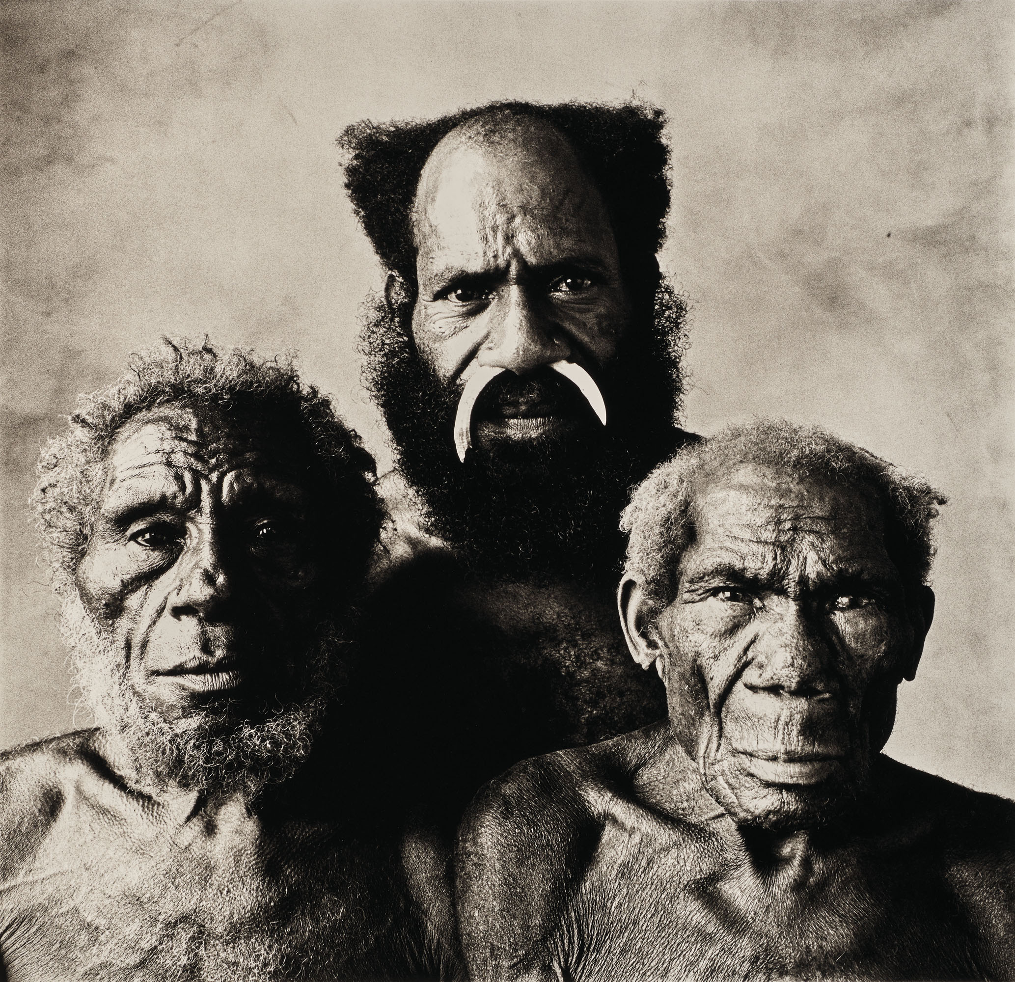 Irving Penn (1917-2009), Father, Son and Grandfather, New Guinea, 1970. Montage: 66.2 x 56  cm (26 x 22  in). Estimate: &euro;40,000-60,000. Offered in Photographs on 10 November 2020 at Christie&rsquo;s in Paris