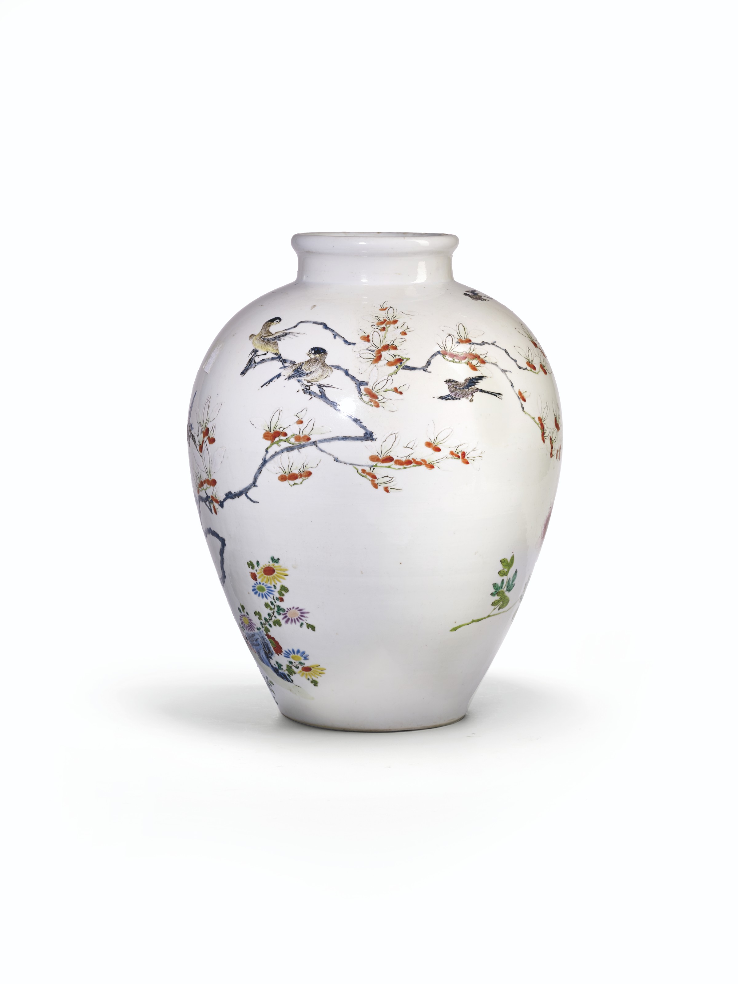 VASE EN PORCELAINE DE LA FAMILLE ROSE , CHINE, DYNASTIE QING, EPOQUE