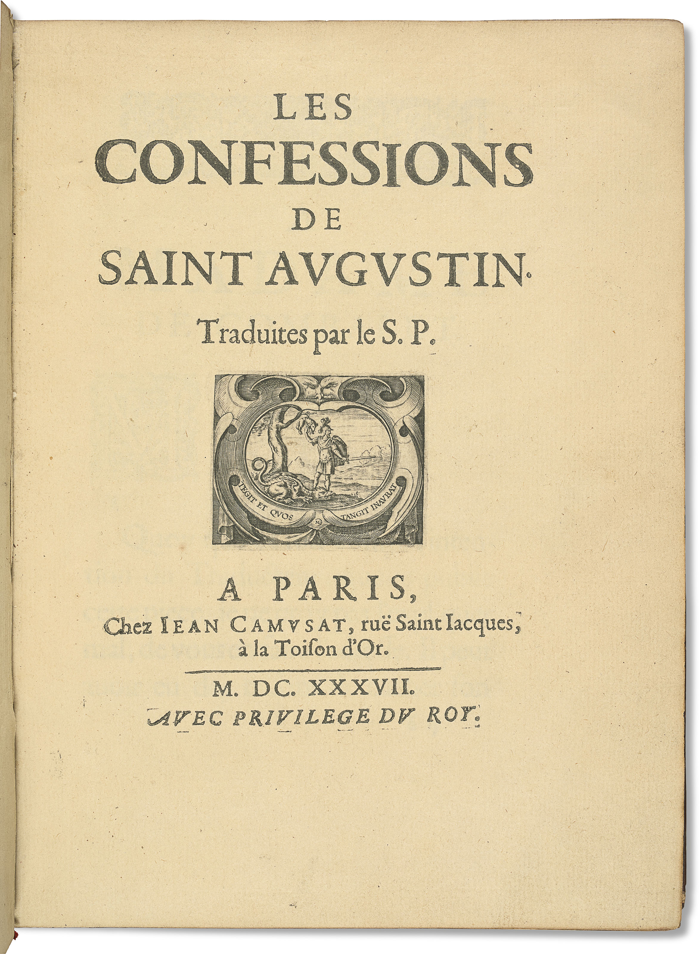 SAINT AUGUSTIN (354430). Les Confessions. Paris Jean Camusat, 1637