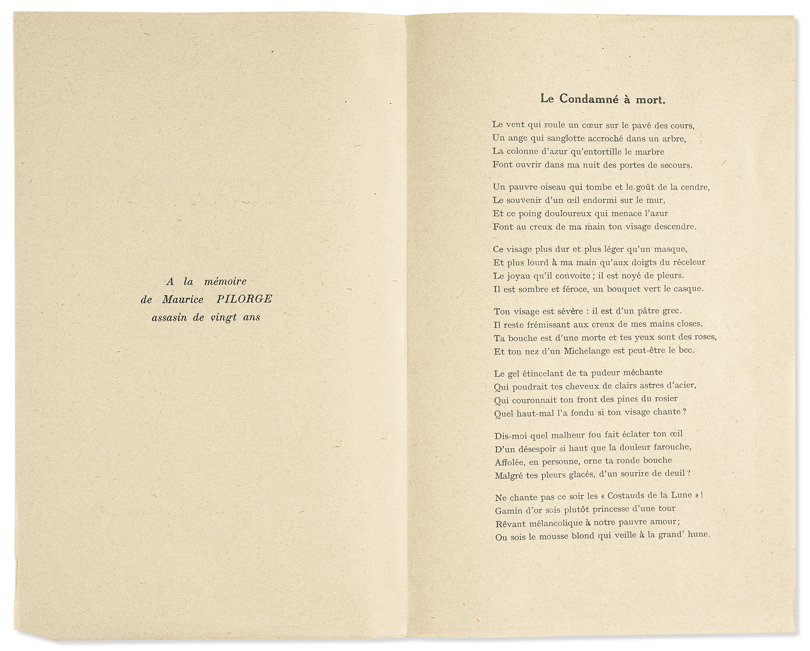 GENET, Jean (1910-1986). Le Condamné à mort. Fresnes : septembre 1942.
