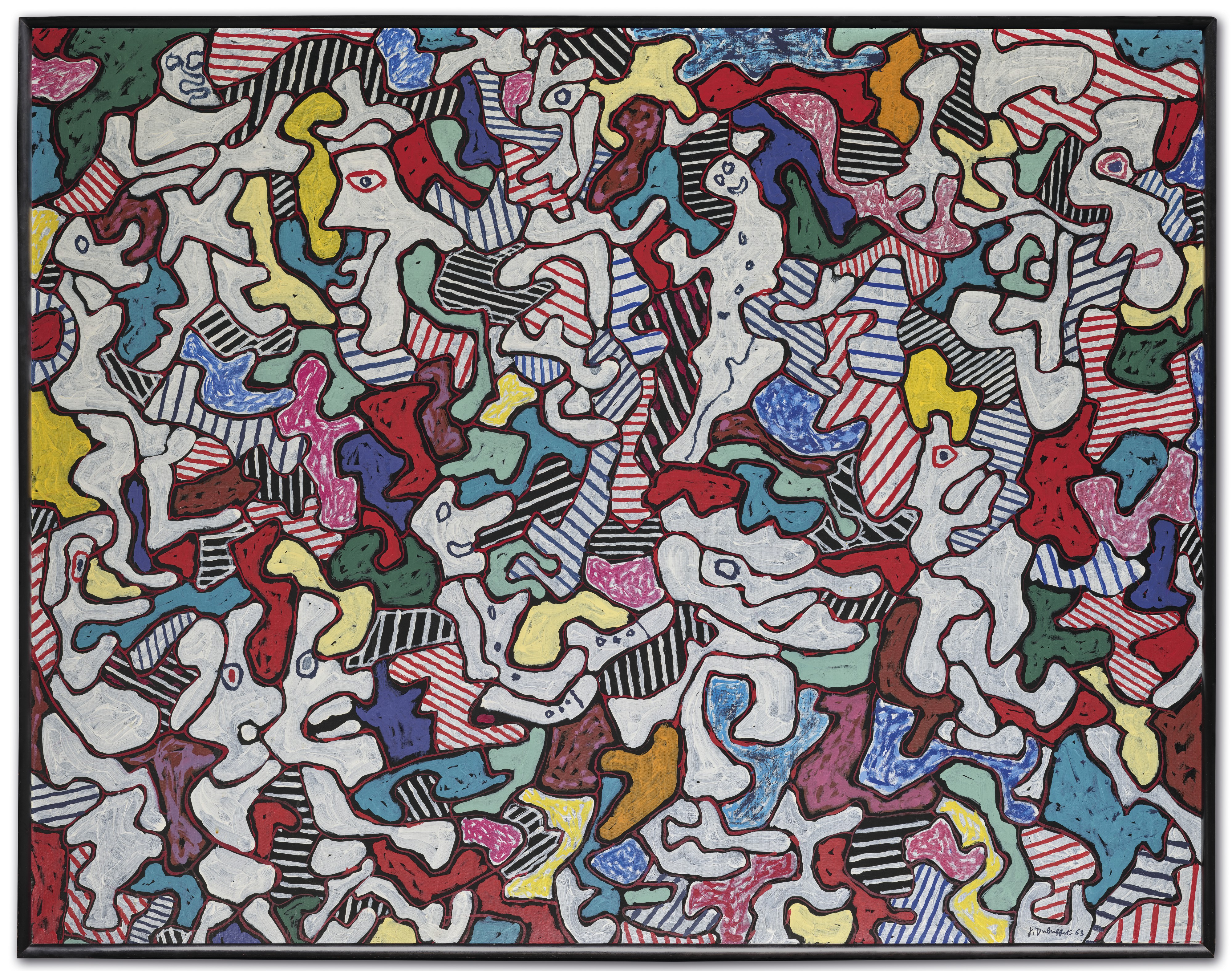 Jean Dubuffet (1901-1985), Pourl&egrave;che fiston, 1963. Oil on canvas. 45 x 57⅝  in (114.3 x 146.5  cm). Sold for &euro;6,528,500 in ONE: A Global Sale of the 20th Century on 10 July 2020 at Christie&rsquo;s in Paris. &copy; 2020 Artists Rights Society (ARS), New York / ADAGP, Paris