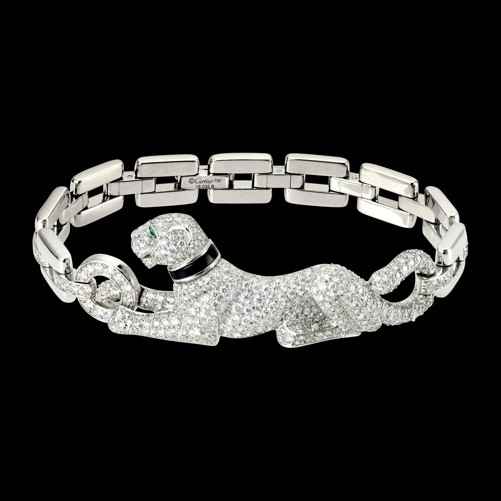 CARTIER: DIAMONDS, ONYX AND EMERALD 'PANTHERE DE CARTIER' BRACELET