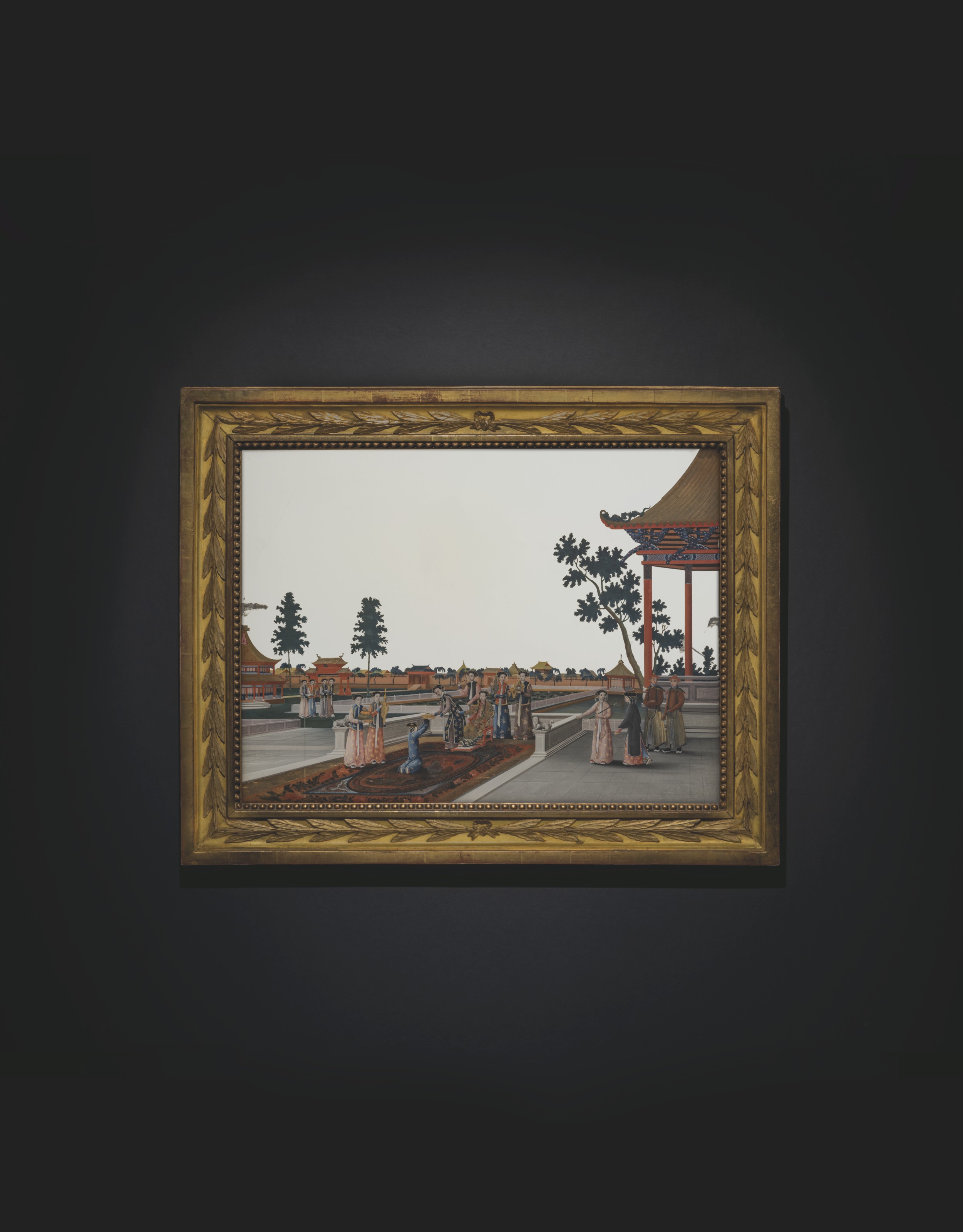 A PAIR OF CHINESE EXPORT REVERSE GLASS MIRROR PAINTINGS, CIRCA