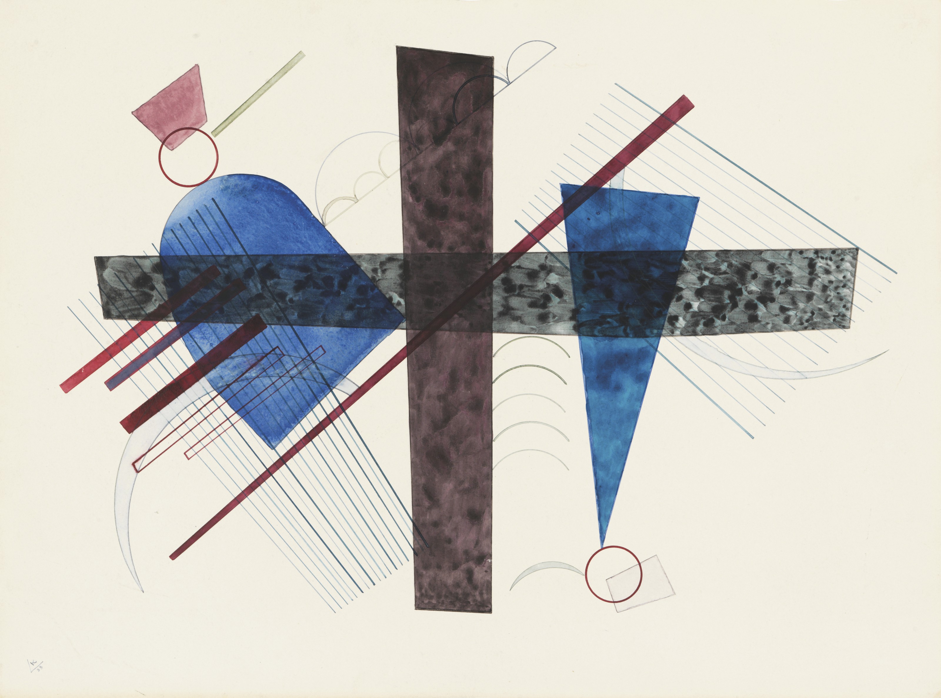 Wassily Kandinsky (1866-1944), Blau in Rund und Spitz, 1933. Watercolour on paper. 16&frac12; x 22⅛ in (42.1 x 56.8 cm). Sold for : &pound;112,500 on 1 July 2021 at Christie&rsquo;s in London