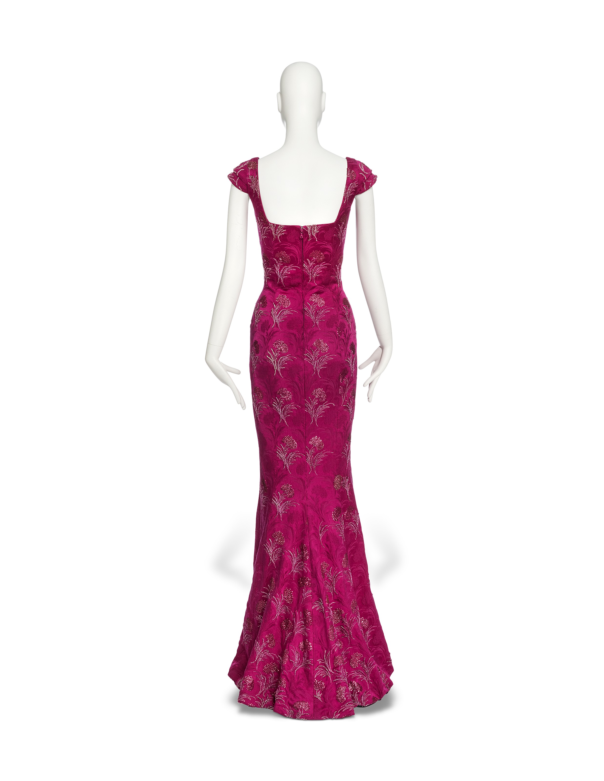 steel blue lace dress Long V Neck Prom Dress With Lace Embroidery And Ballgown Skirt main image 1