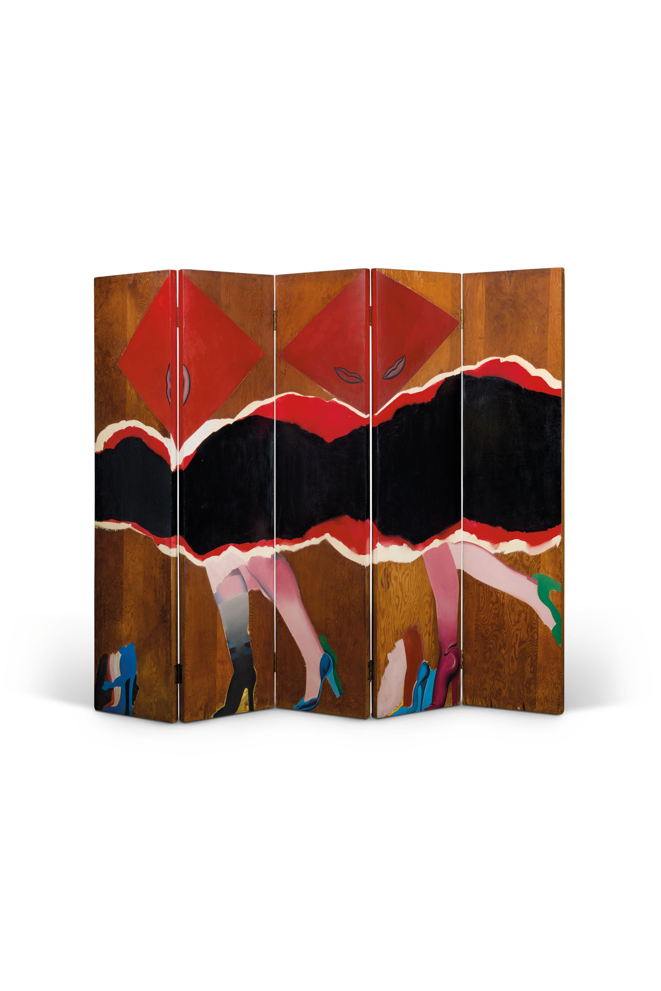 Allen Jones, R.A. (b. 1937), Painted screen, 1965-1973. Oil and household paint on panel, in five parts. 72 x 85&frac14; in (183 x 216.5 cm)