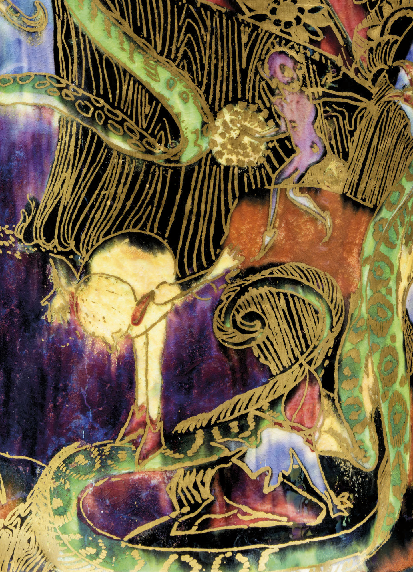 A LARGE WEDGWOOD FAIRYLAND LUSTRE 'TEMPLE ON A ROCK' VASE