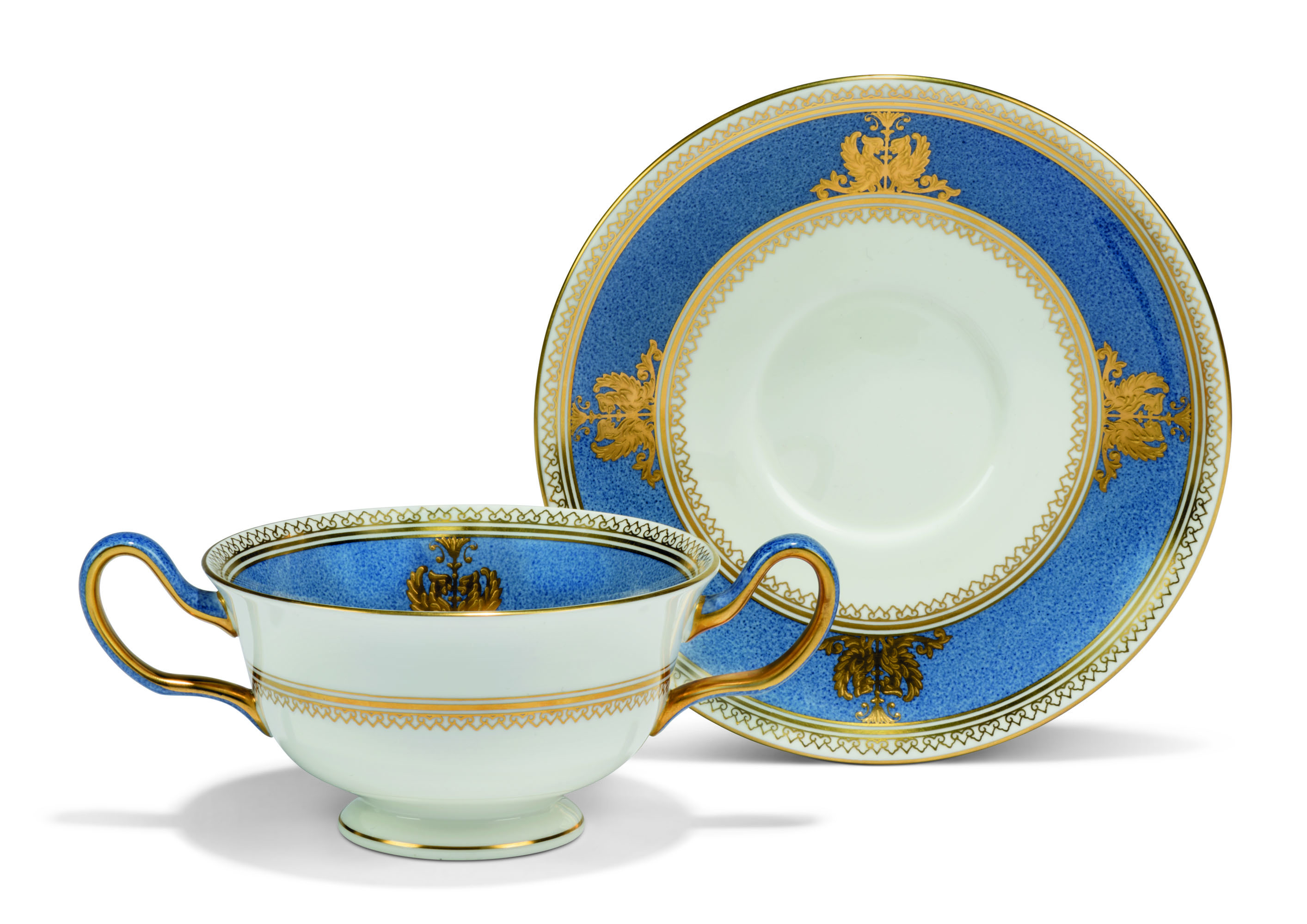 A WEDGWOOD 'BONE CHINA' POWDER-BLUE-GROUND PART DINNER-SERVICE