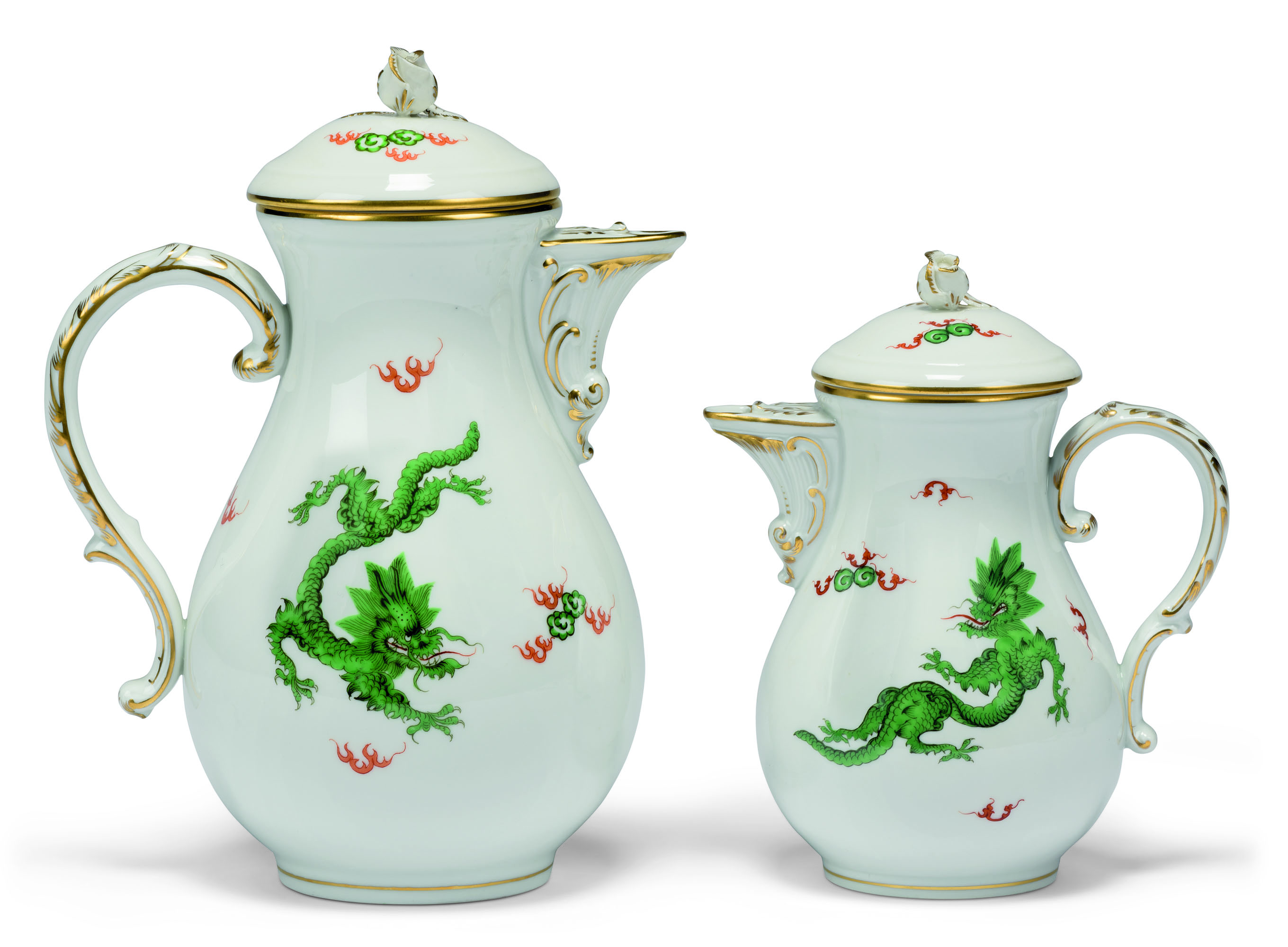 A MEISSEN GREEN 'MING DRAGON' PATTERN PART DINNER-SERVICE, 20TH
