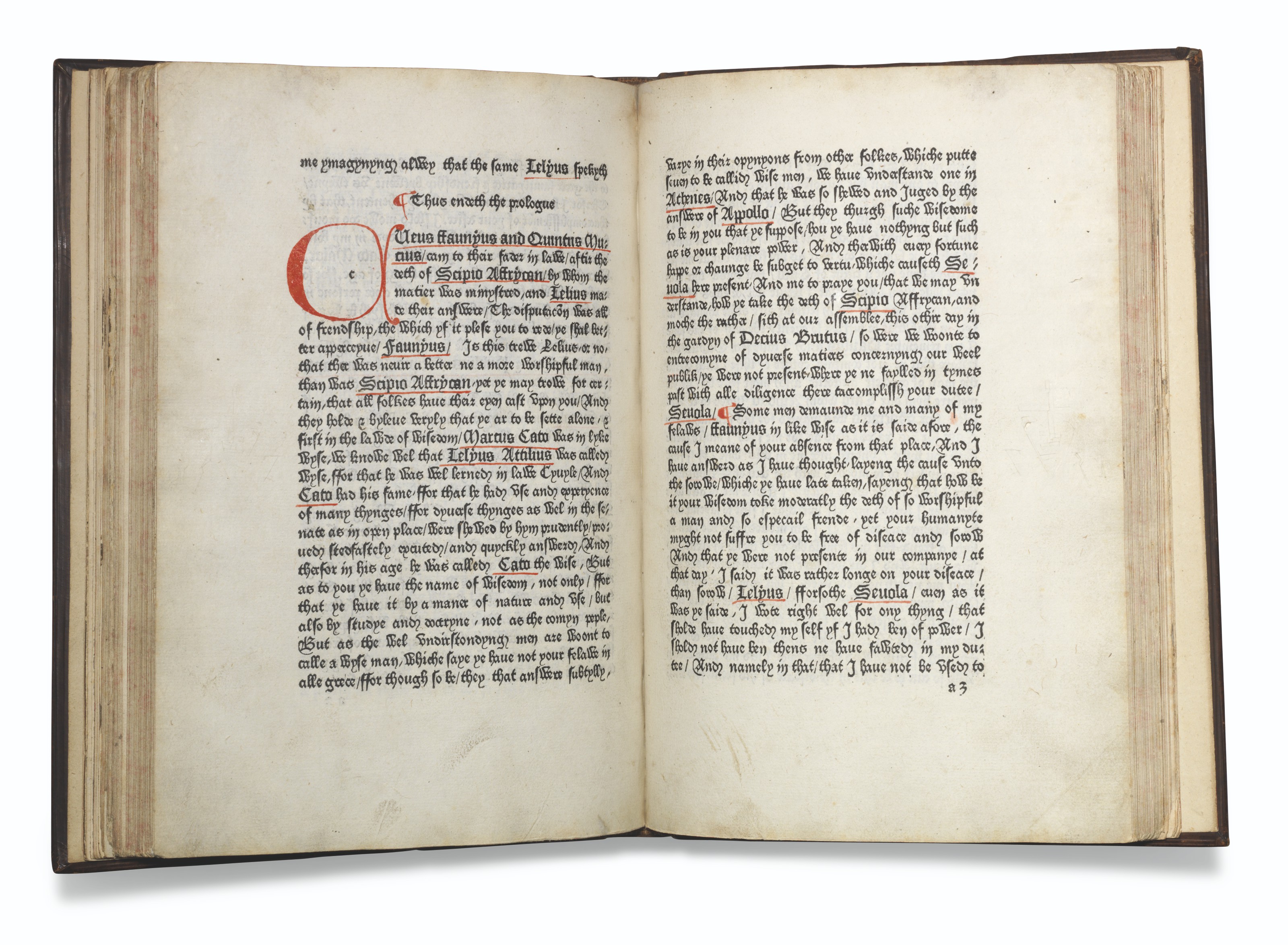 The Caxton Cicero, bound with The Knight of the Tower (7 leaves only).&nbsp;Sold for &pound;400,000 on 14 July 2021 at Christie&rsquo;s in London