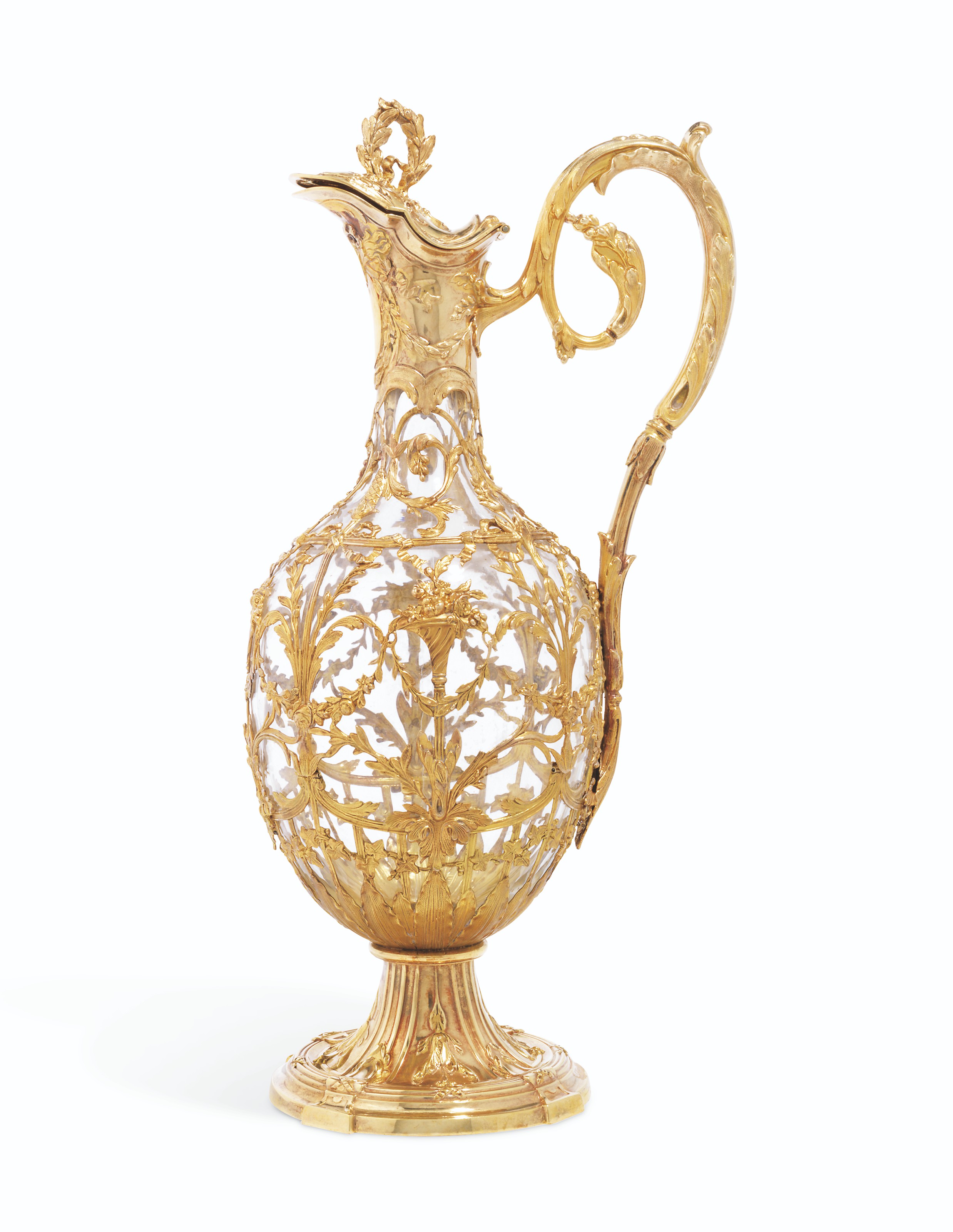 A FRENCH SILVER-GILT AND GLASS CLARET JUG, MARK OF VICTOR BOIVIN, PARIS ...