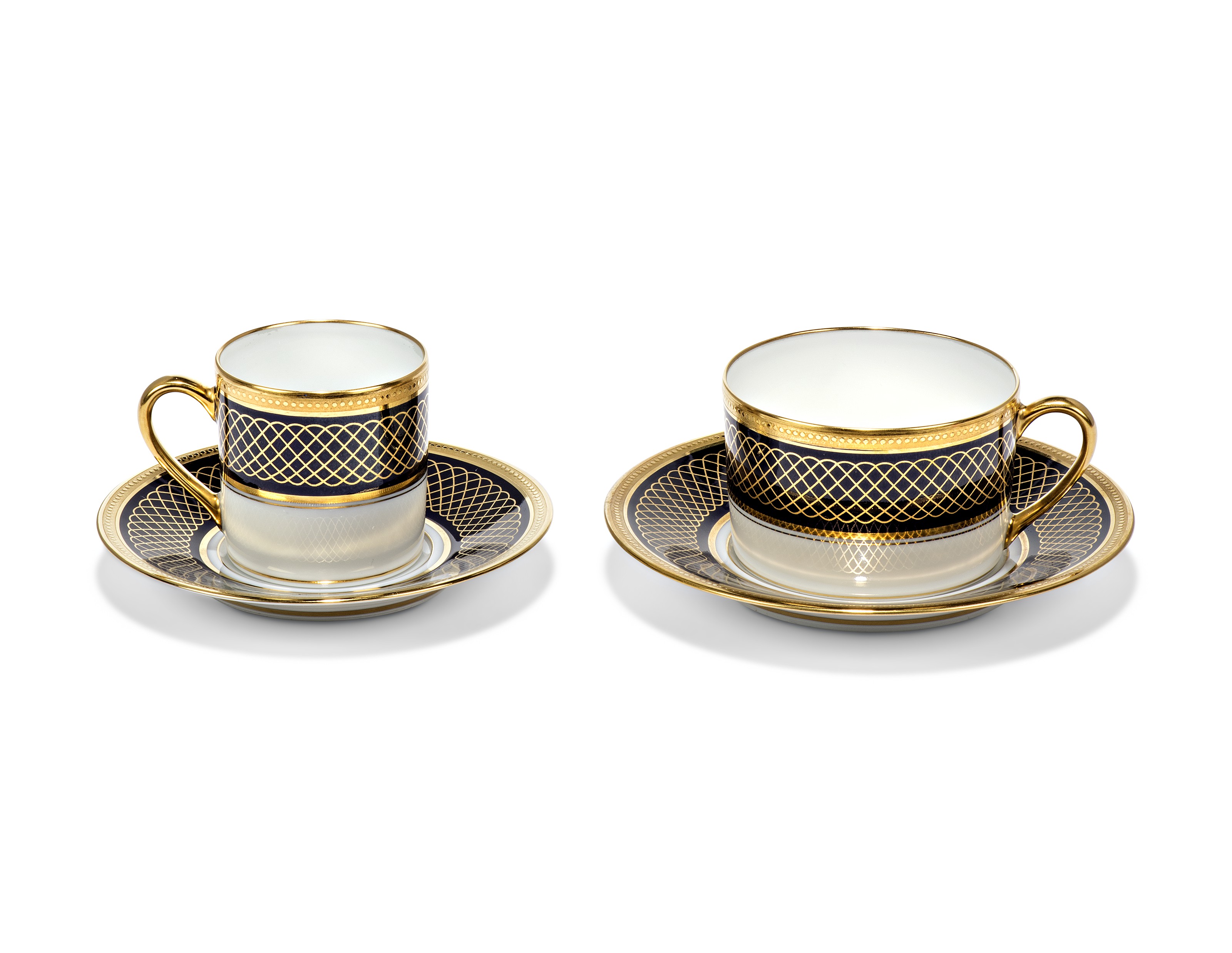 A LIMOGES (BERNARDAUD) PORCELAIN DARK BLUE-GROUND 