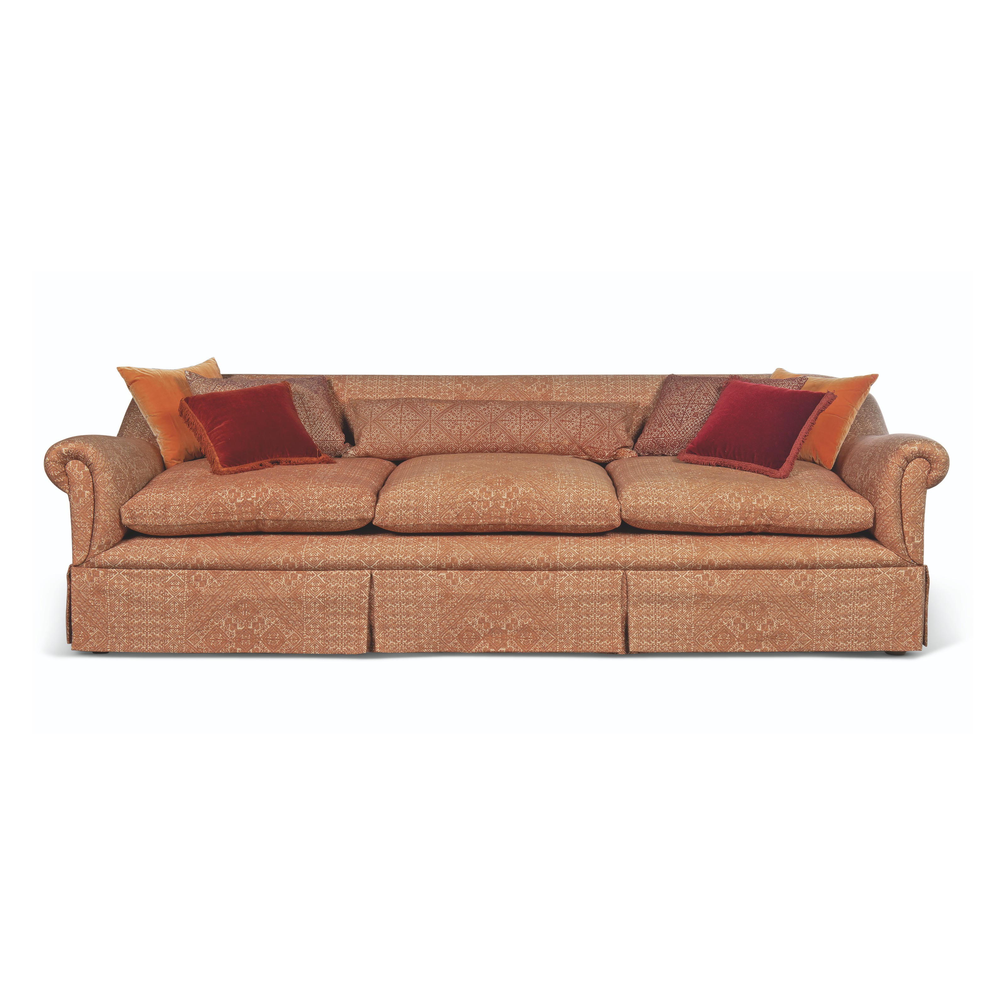 A PAIR OF LARGE BEECH SOFAS BY AXEL VERVOORDT COVERED IN FEZ