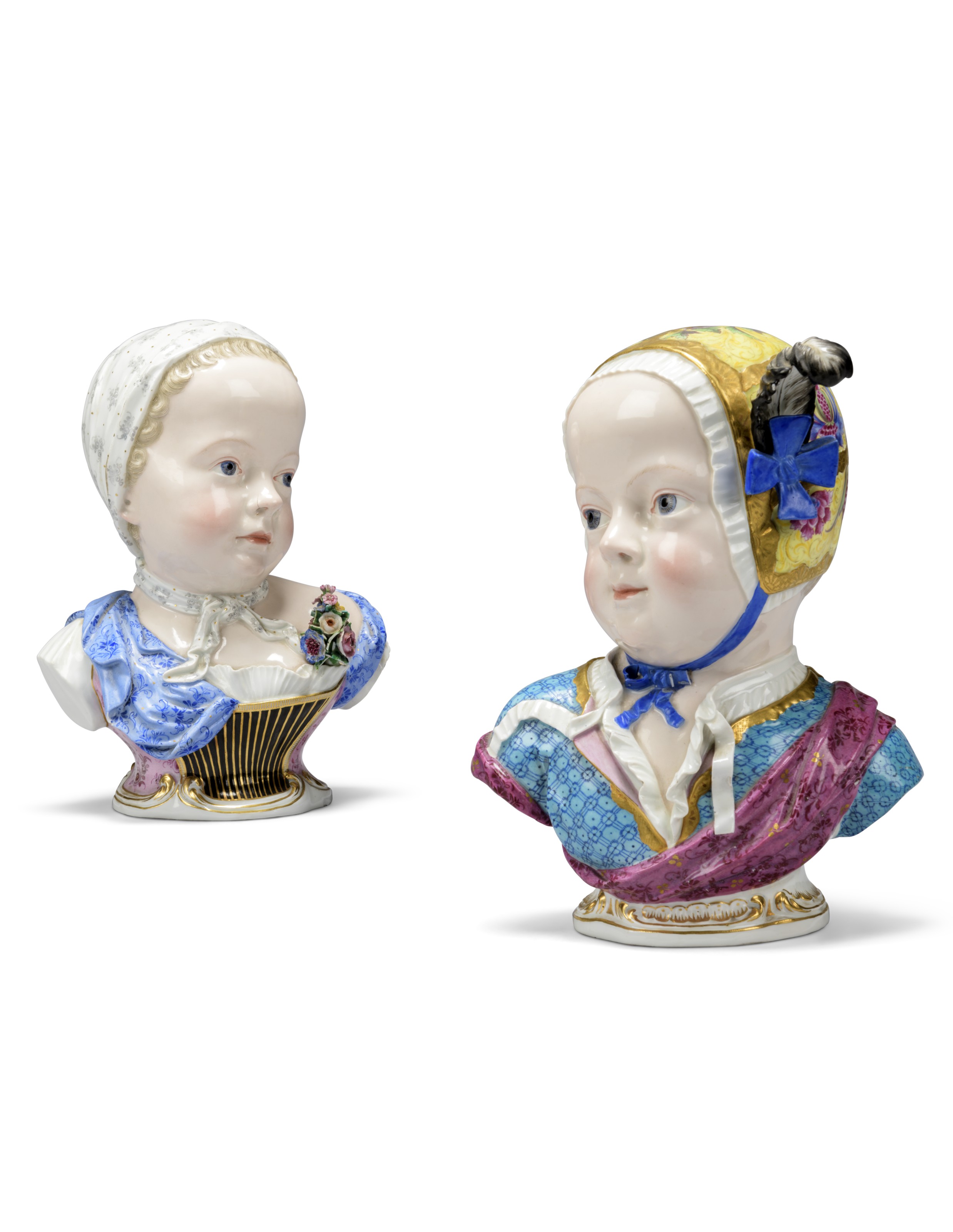A MEISSEN PORCELAIN (OUTSIDE-DECORATED) BUST OF PRINCE LOUIS