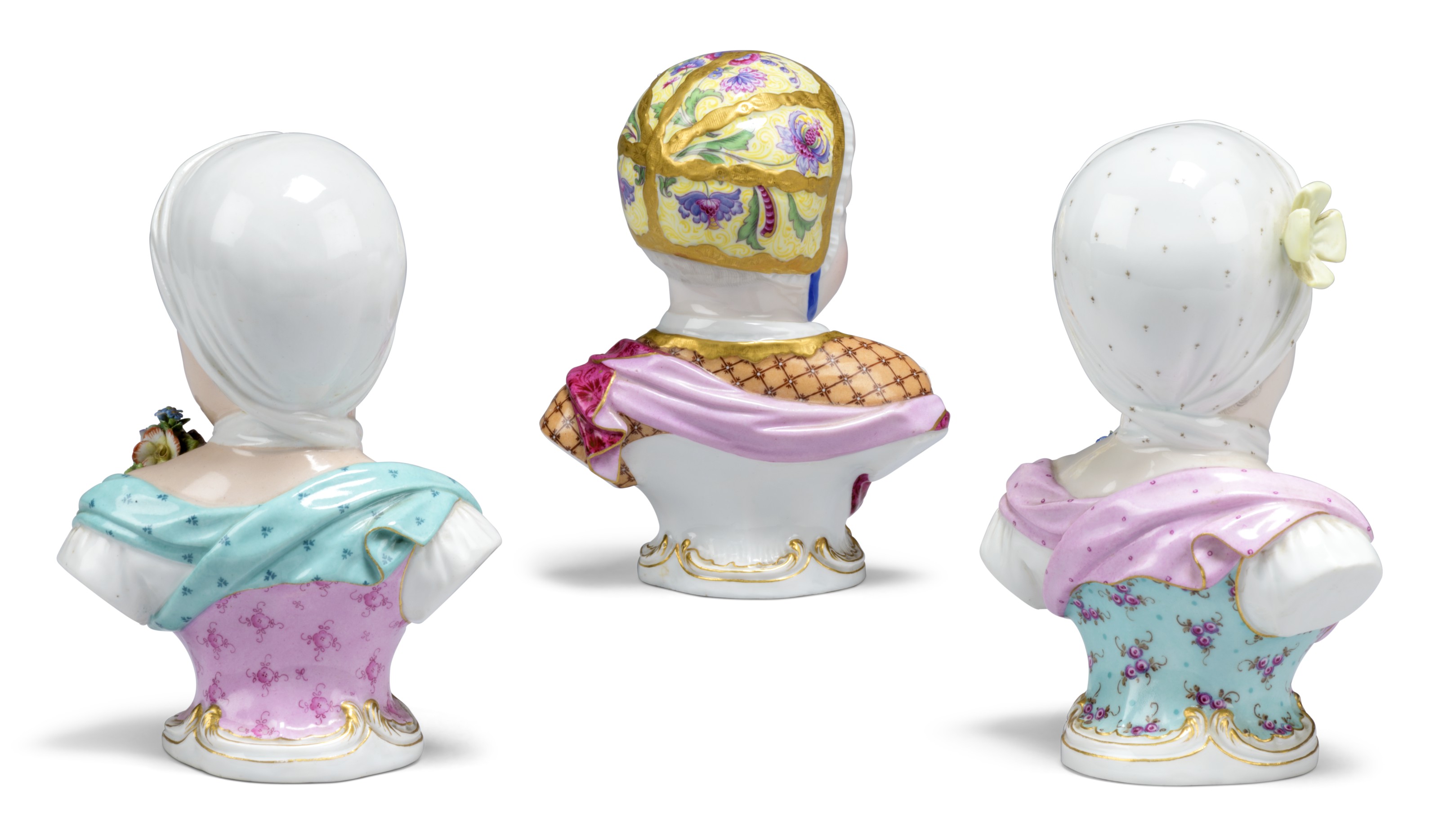 THREE MEISSEN PORCELAIN BUSTS OF THE BOURBON CHILDREN, LATE 19TH 