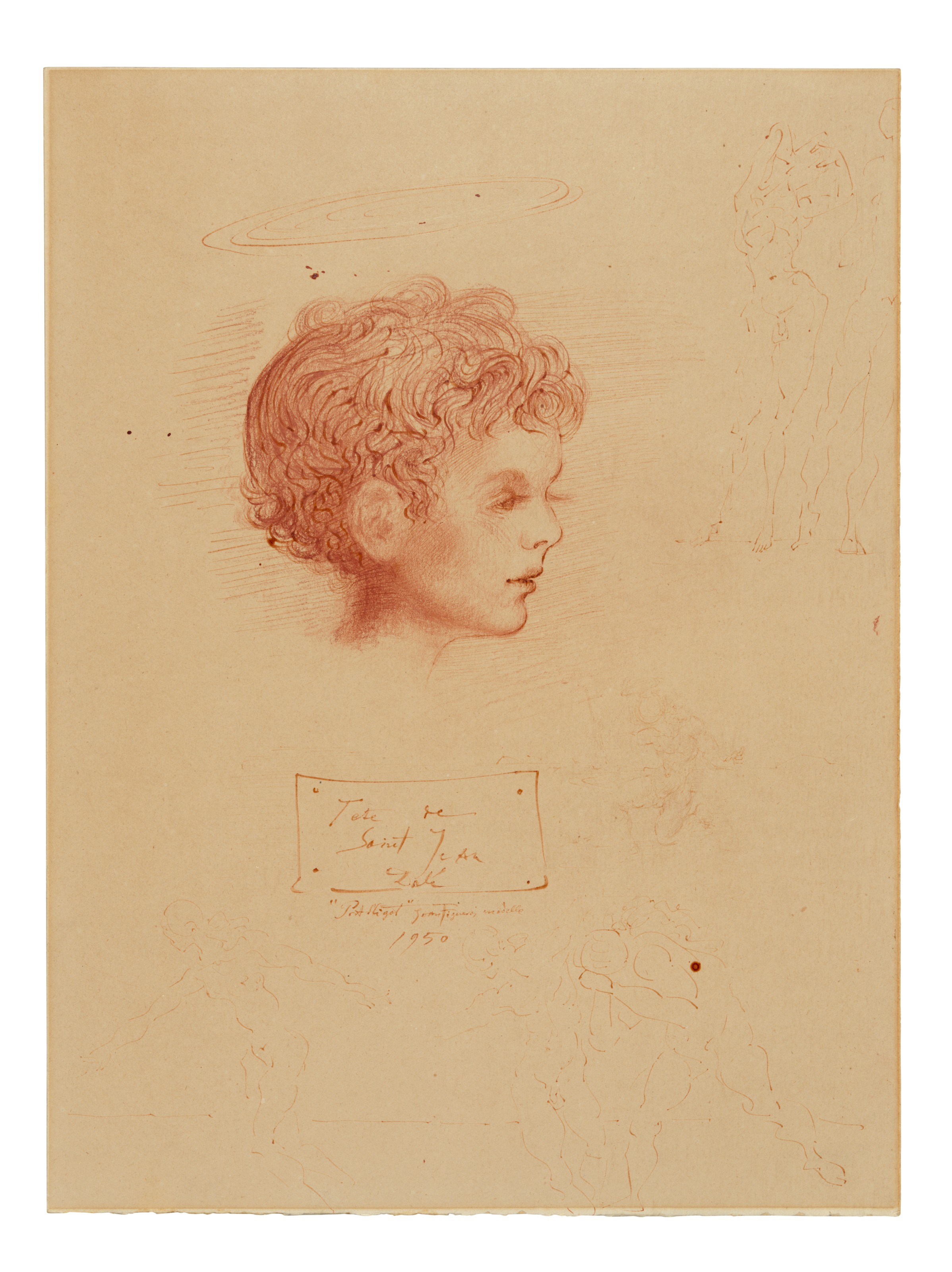 Salvador Dal&iacute; (1904-1989), T&ecirc;te de Saint Jean, 1950. Sanguine crayon and pen and ink on paper. 20&frac34; x 14⅞ in (52.5 x 38.7 cm). Estimate: &pound;12,000-18,000. Offered in Julians Park and Six Private Collections: Live on 8 June 2021 at Christie&rsquo;s in London
