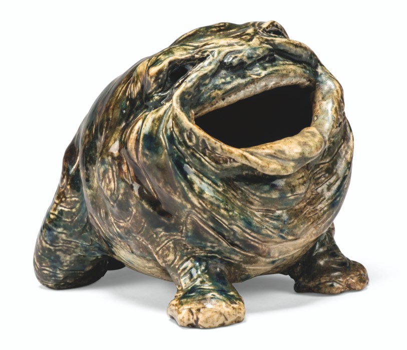 A MARTIN BROTHERS STONEWARE GROTESQUE FIGURAL SPOON WARMER, 1888 ...