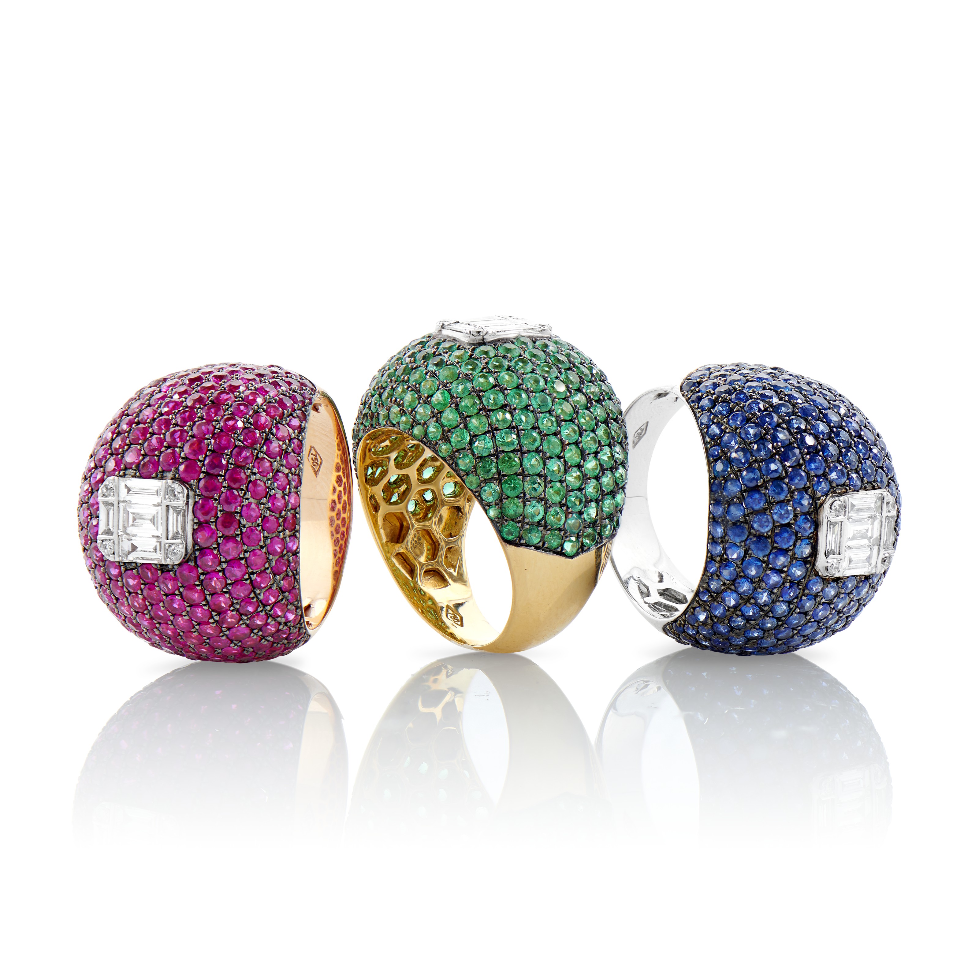 Catalog image of THREE DIAMOND AND GEM-SET RINGS