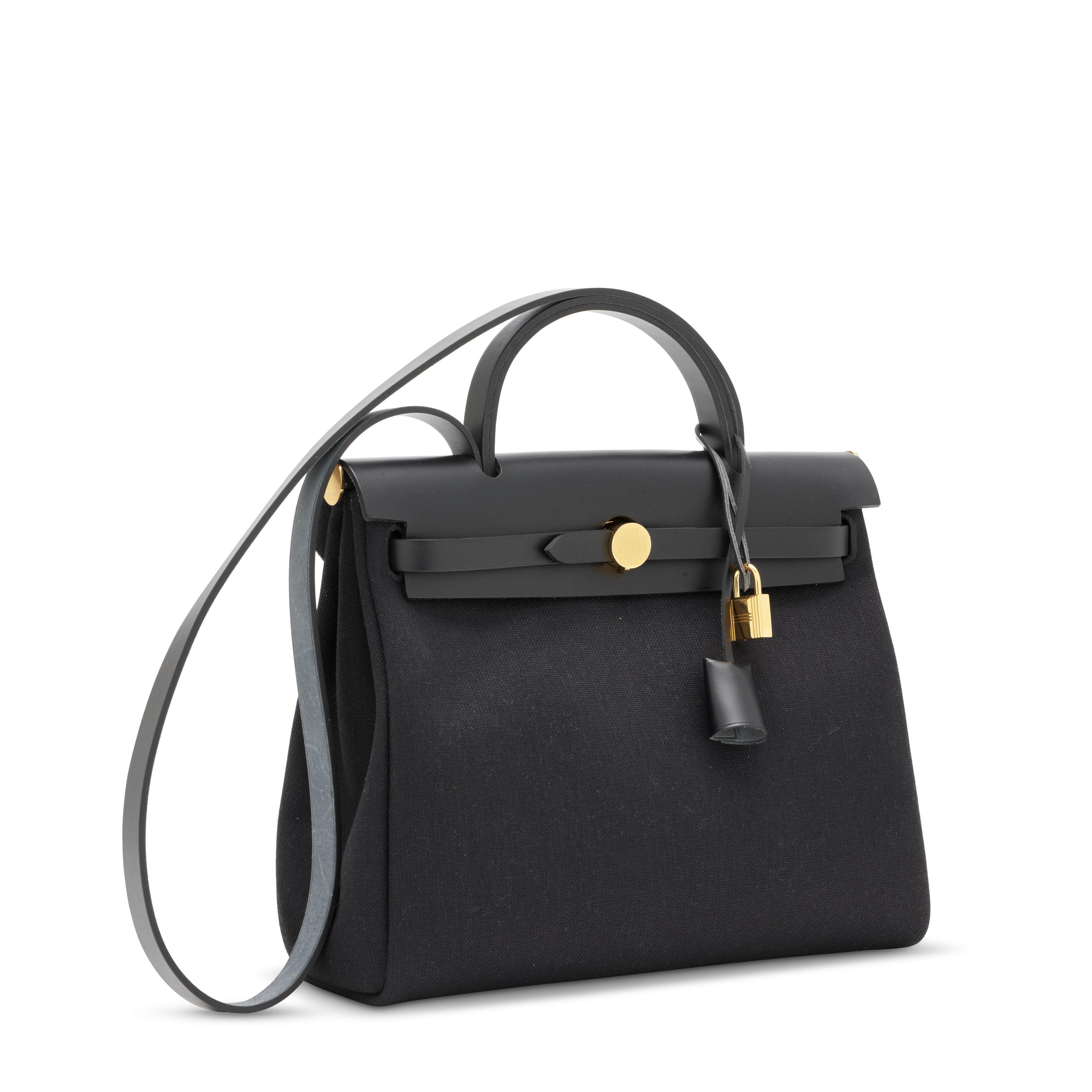 Hermes Herbag Zip Black Canvas Bag