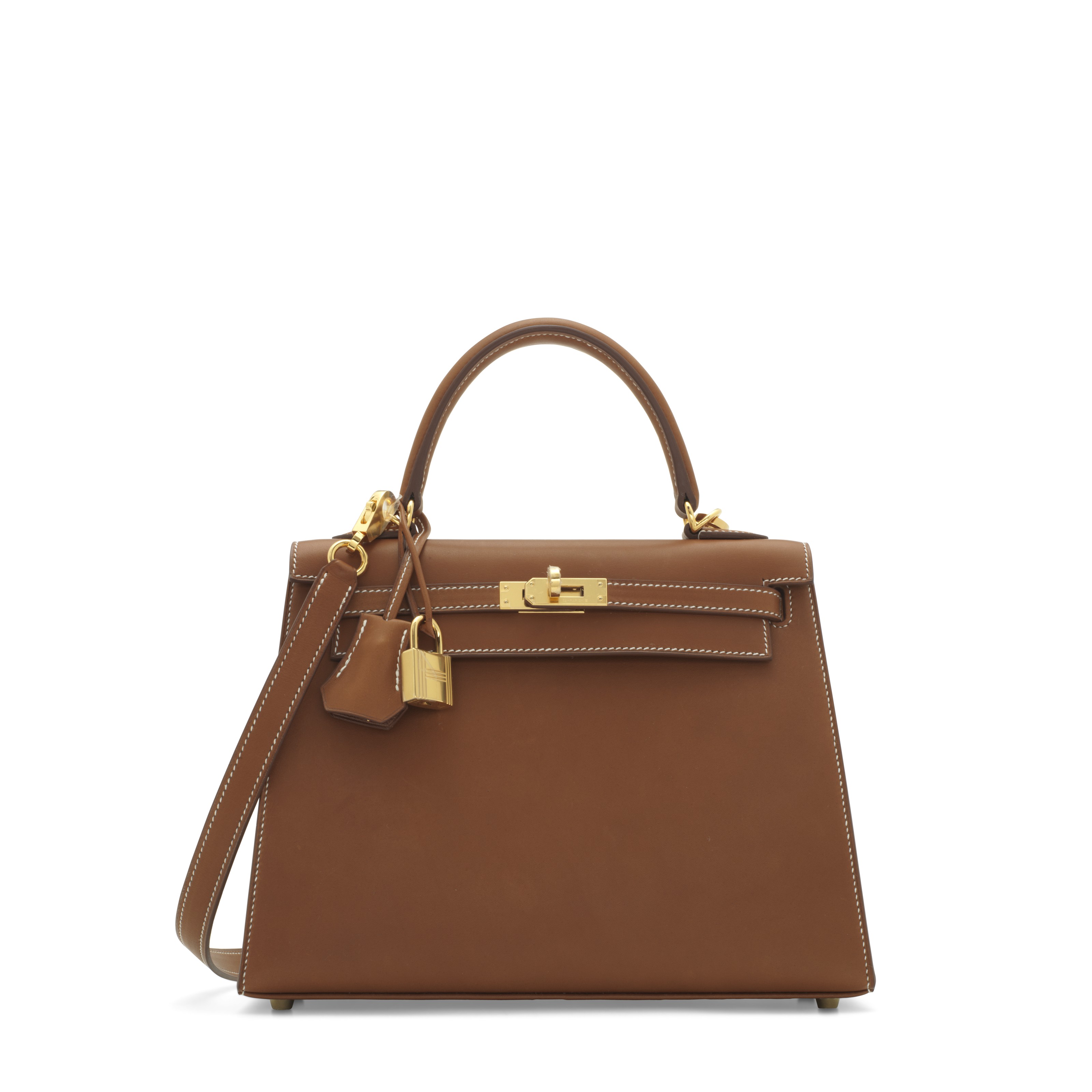 HERMÈS Kelly 28 handbag in Fauve Barenia leather with Gold