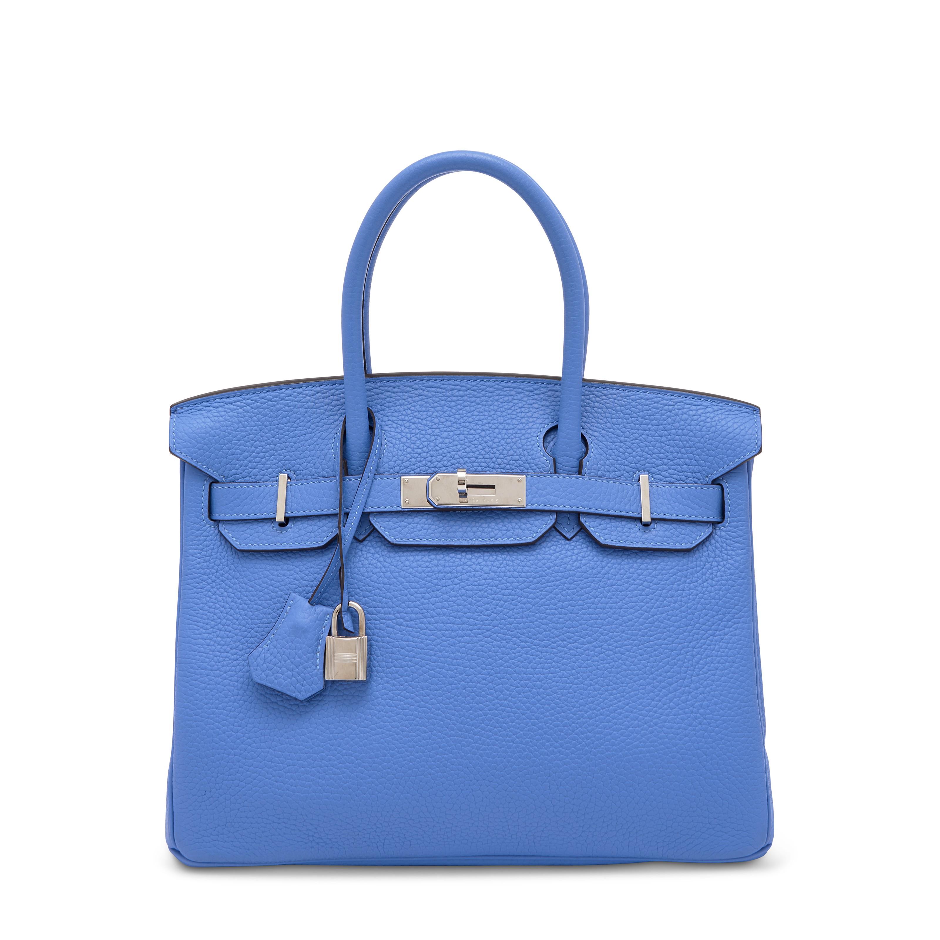 A BLEU PARADIS CLÉMENCE LEATHER BIRKIN 30 WITH PALLADIUM HADWARE