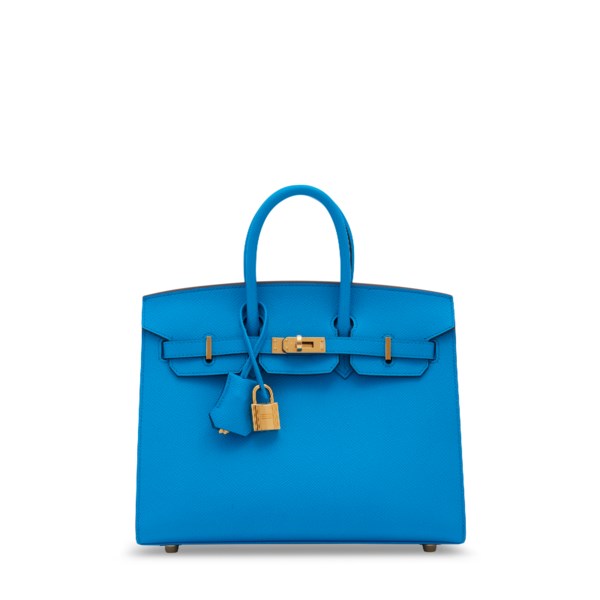 Hermes Kelly Sellier 25 Blue Frida Bag Gold Hardware Epsom Leather For Sale  at 1stDibs