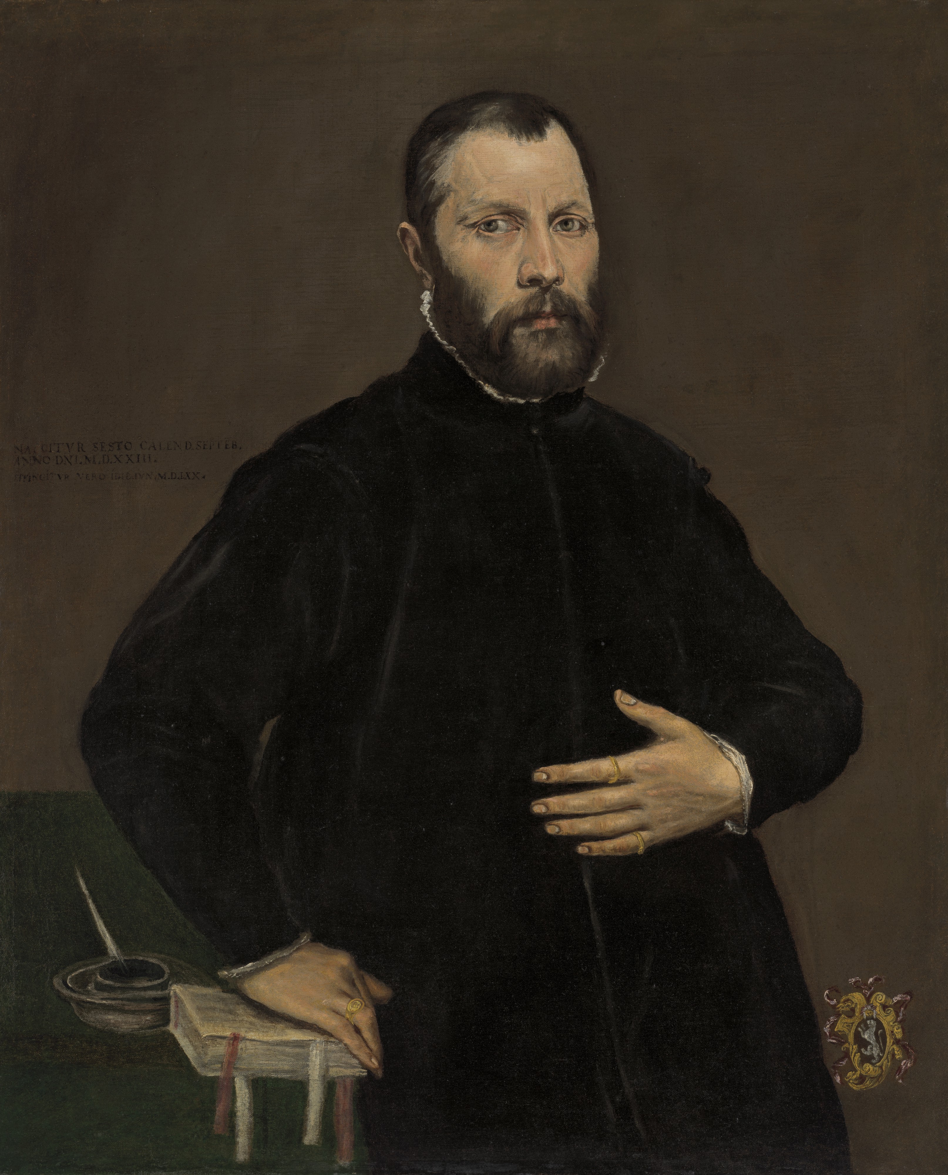 Dom&eacute;nikos Theotok&oacute;poulos, called El Greco (1541-1614), Portrait of a Gentleman, Half-length, in Black, His Right Hand Resting on a Book. Oil on canvas. 39⅜ x 32⅝ in (100 x 82.8 cm). Sold for &pound;1,222,500 on 7 December 2021 at Christie&rsquo;s in London. Restituted thanks to the Commission for Looted Art in Europe