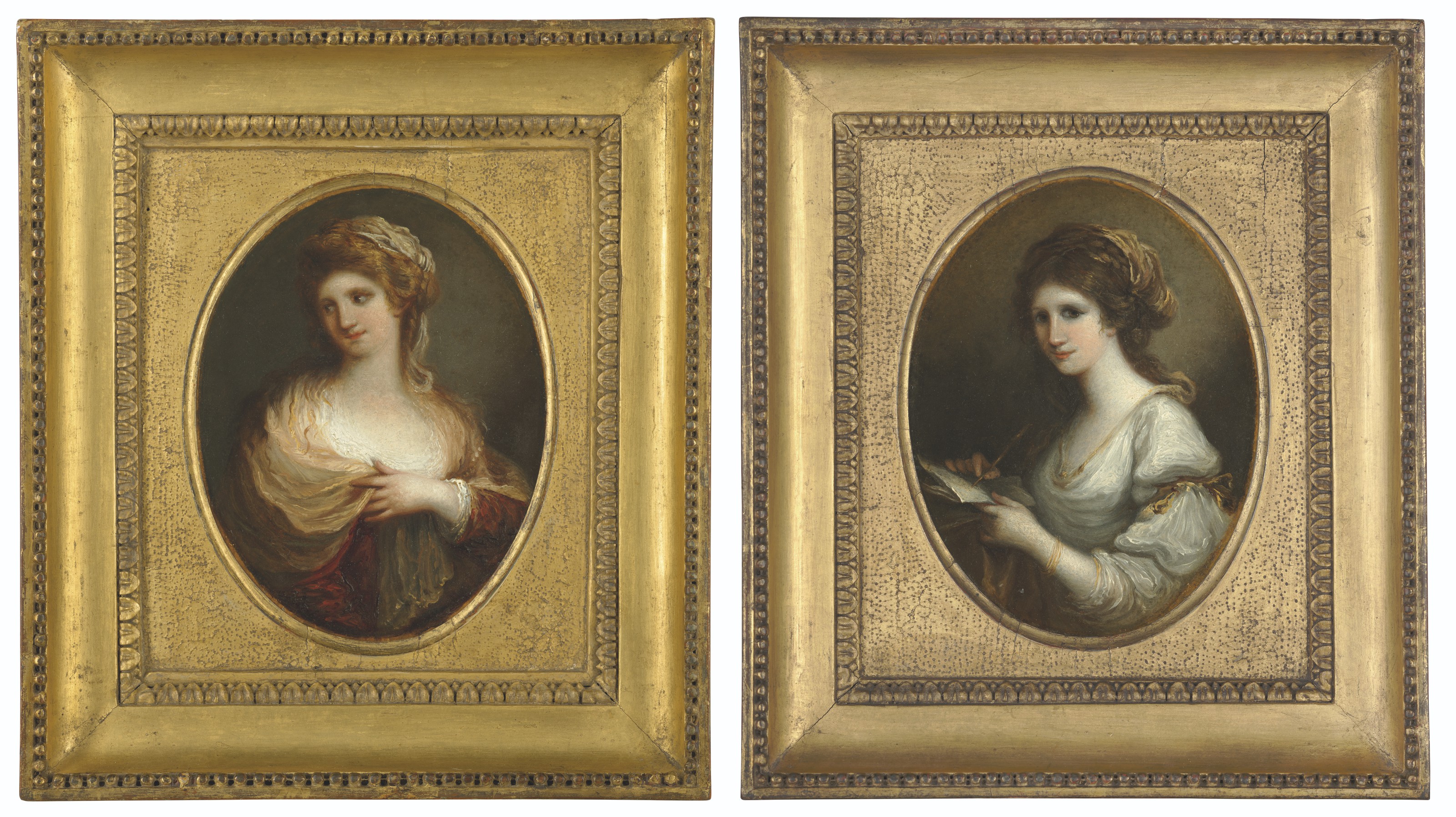 Catalog image of Portrait of a Lady, half-length, in a white dress; and Portrait of a Lady, half…