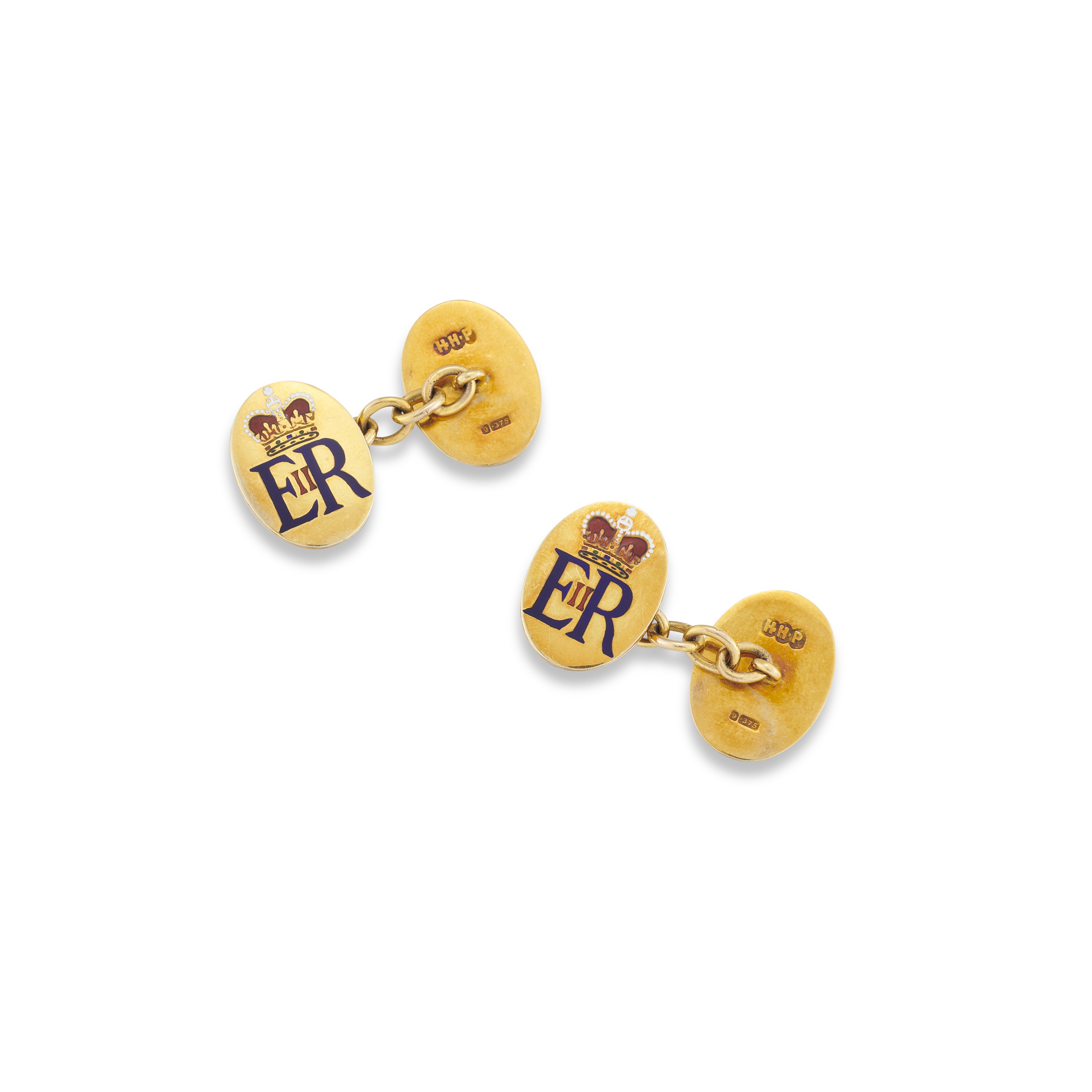 CARAT GOLD AND ENAMEL ROYAL PRESENTATION CUFFLINKS, Christie's