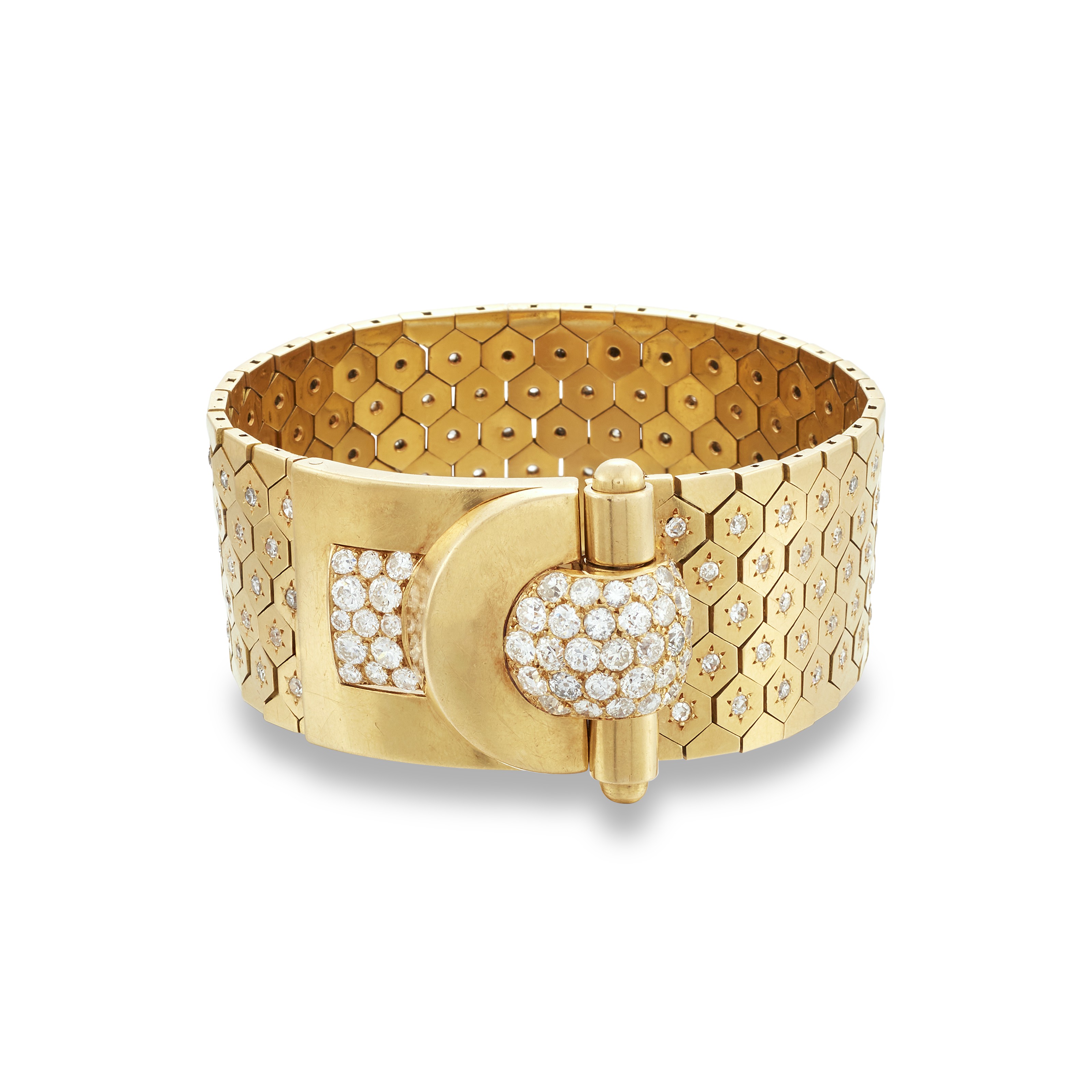 Van Cleef & Arpels Ludo Hexagone bracelet with diamonds, circa 1940.