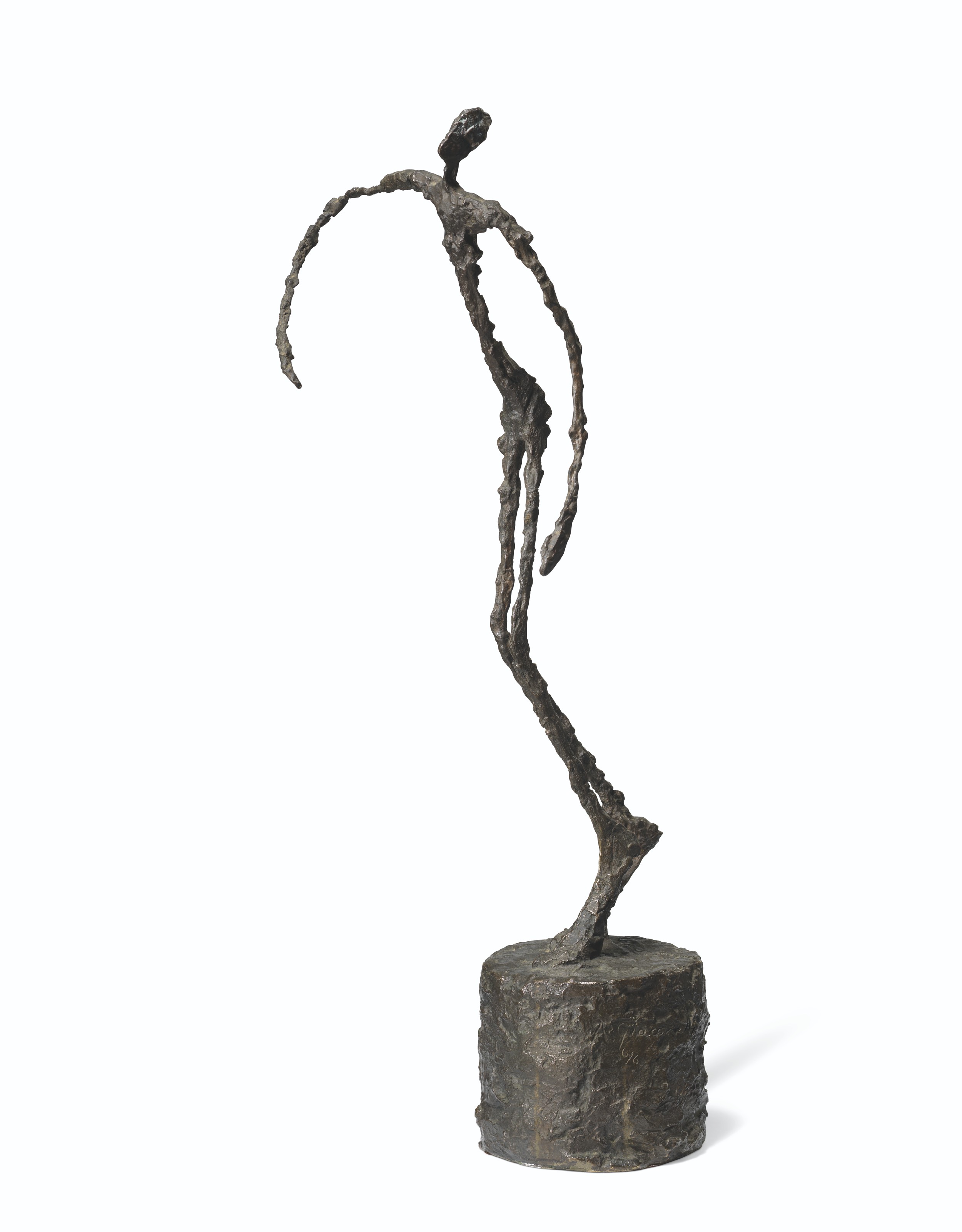 Alberto Giacometti (1901-1966), Homme qui chavire. Bronze with dark brown patina. Height: 23⅜ in (59.5 cm). Sold for &pound;13,703,000 on 30 June 2021 at Christie&rsquo;s in London