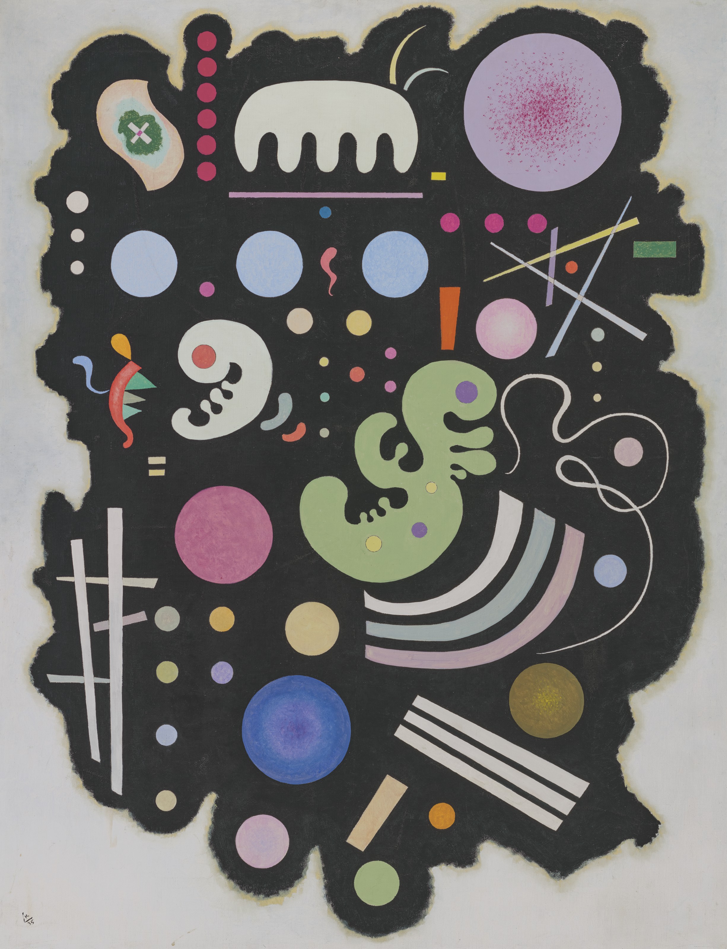 Wassily Kandinsky (1866-1944), Noir bigarr&eacute;, 1935. Oil on canvas. 45&frac34; x 35 in (116.2 x 89 cm). Sold for &pound;8,848,79 on 30 June 2021 at Christie&rsquo;s in London