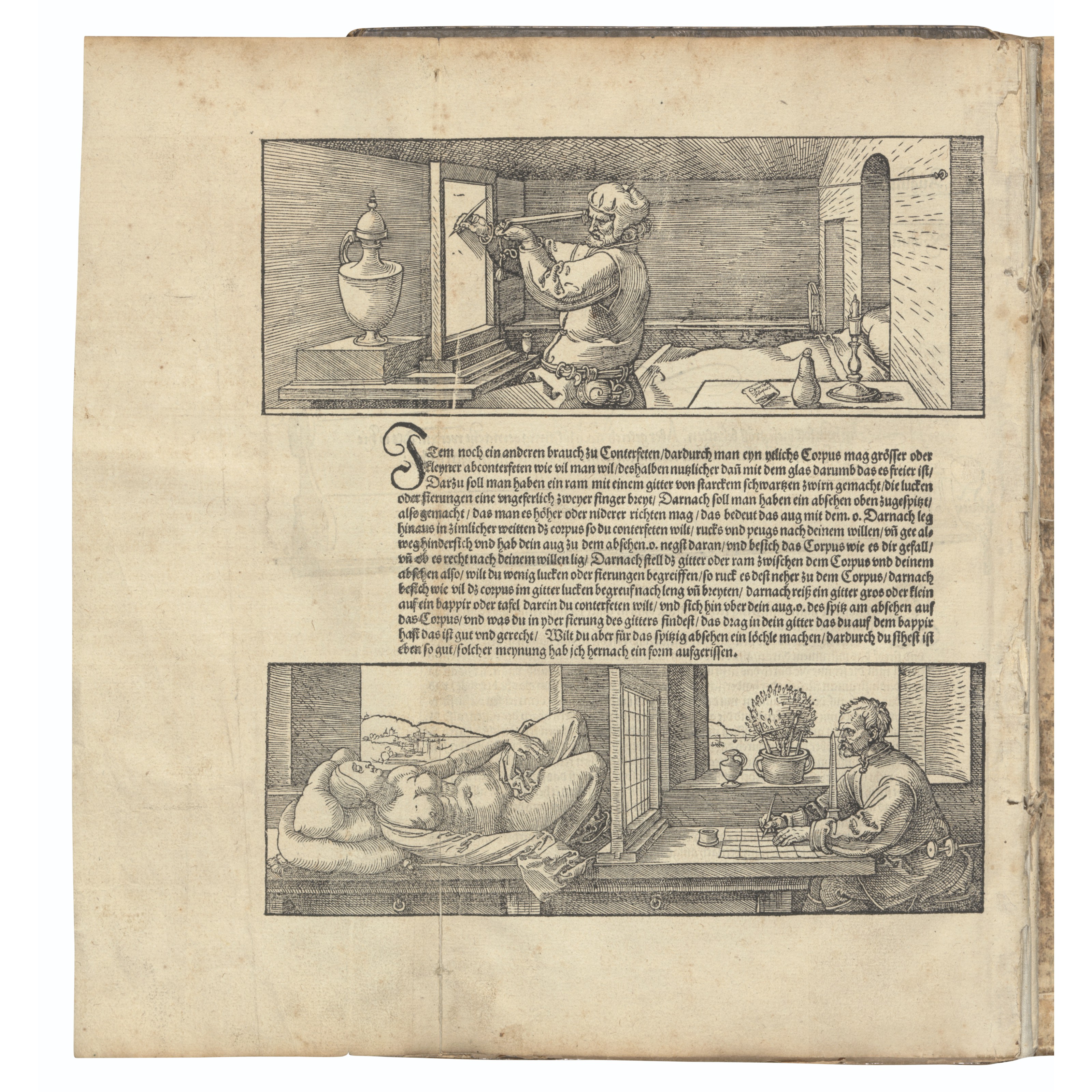 Underweysung der Messung mit dem Zirckel und Richtscheyt in Linien, Ebnen und gantzen Corporen. Nuremberg: Hieronymus Formschneider, 1538.