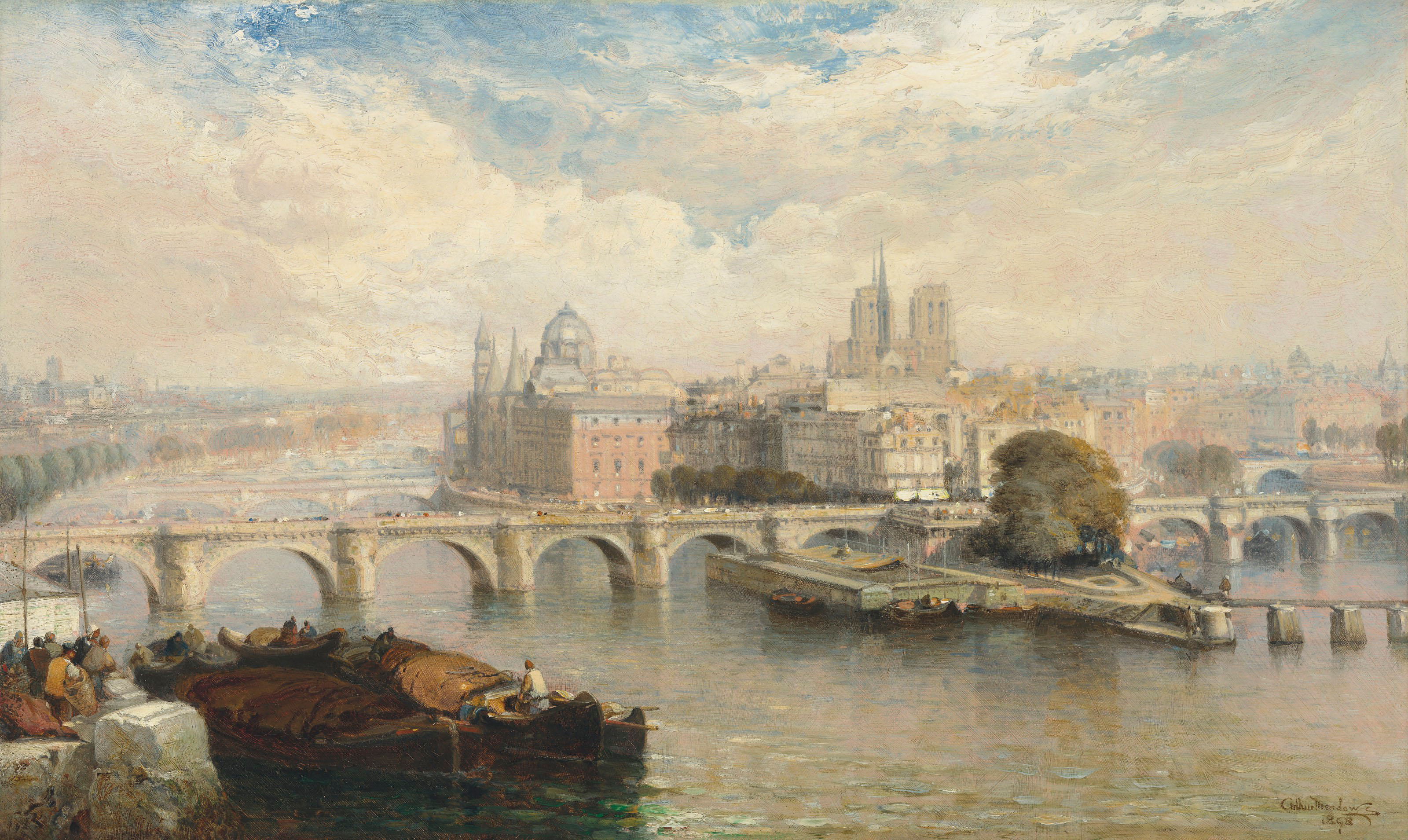 Catalog image of A view of the Pont Neuf, Paris, with Notre-Dame beyond