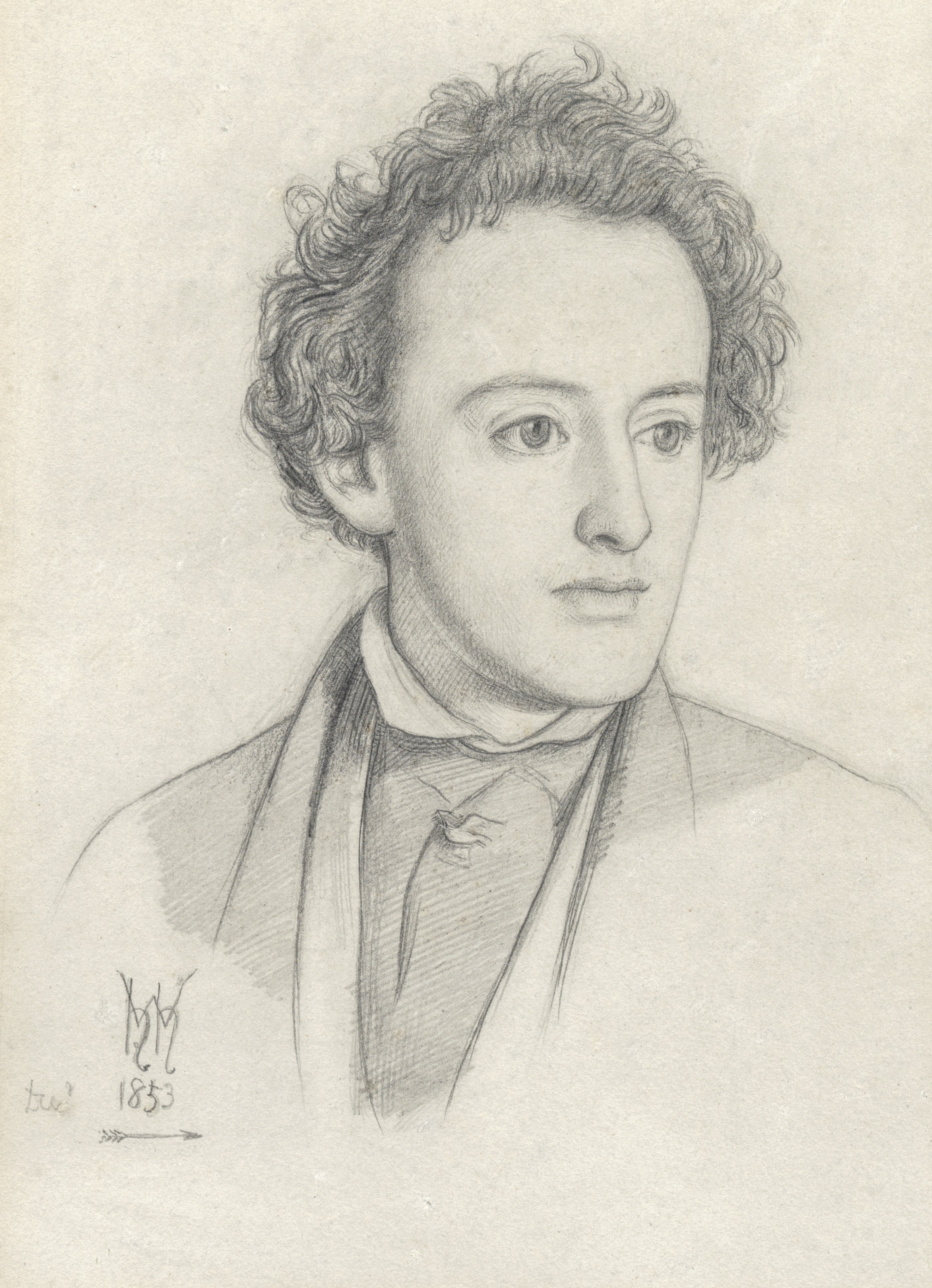 William Holman Hunt, O.M., R.W.S. (1827-1910), Portrait Head of Sir John Everett Millais (1829-1896), 1853. Pencil on paper. 10⅜ x 8⅛ in (26.3 x 20.6 cm). Sold for £100,000 on 16 December 2021, Online
