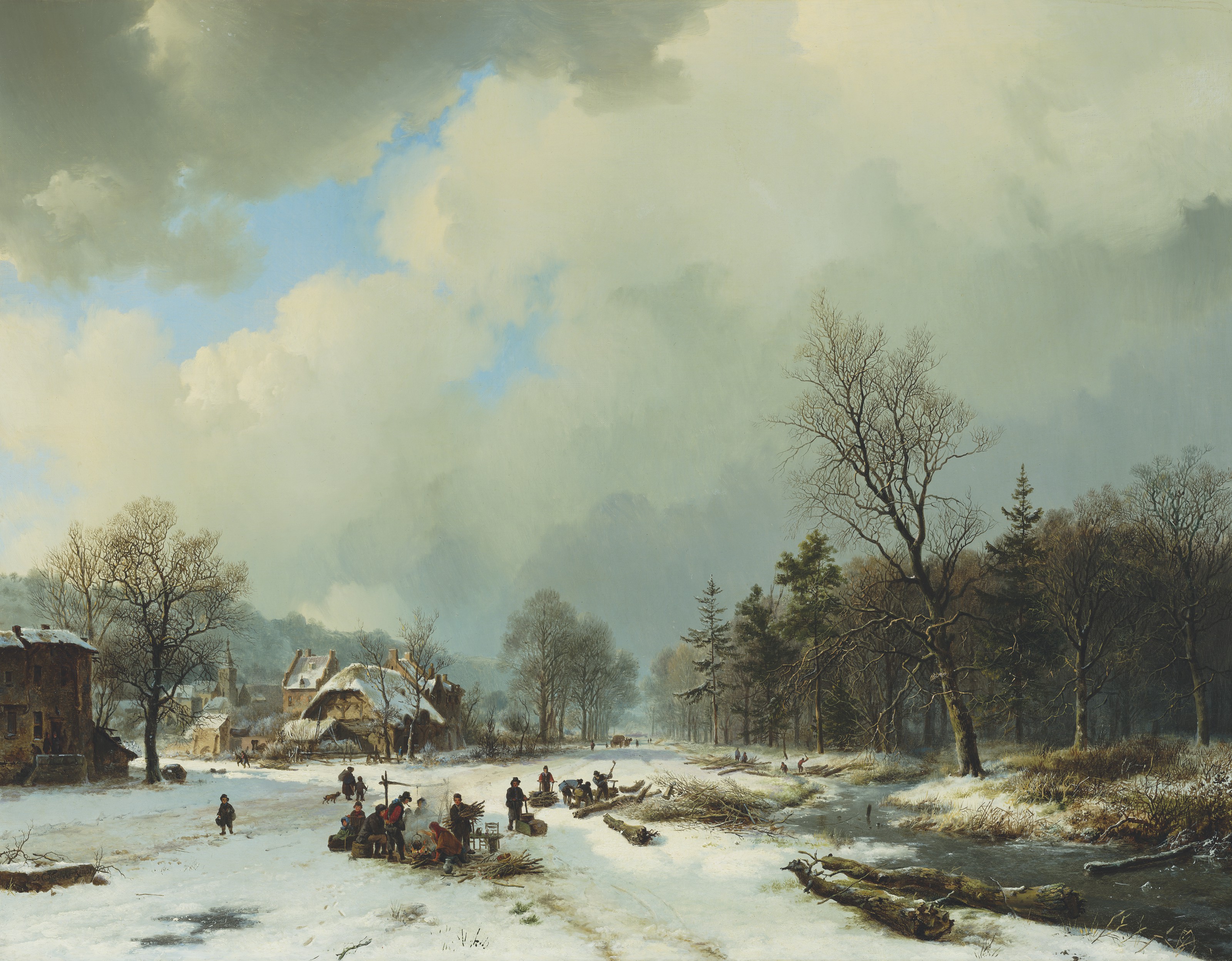 Barend Cornelis Koekkoek (1803-1862), Winter Scene, 1831. Oil on canvas. 22½ x 28¾ in (56.5 x 73 cm). Sold for £75,000 on 16 December 2021, Online