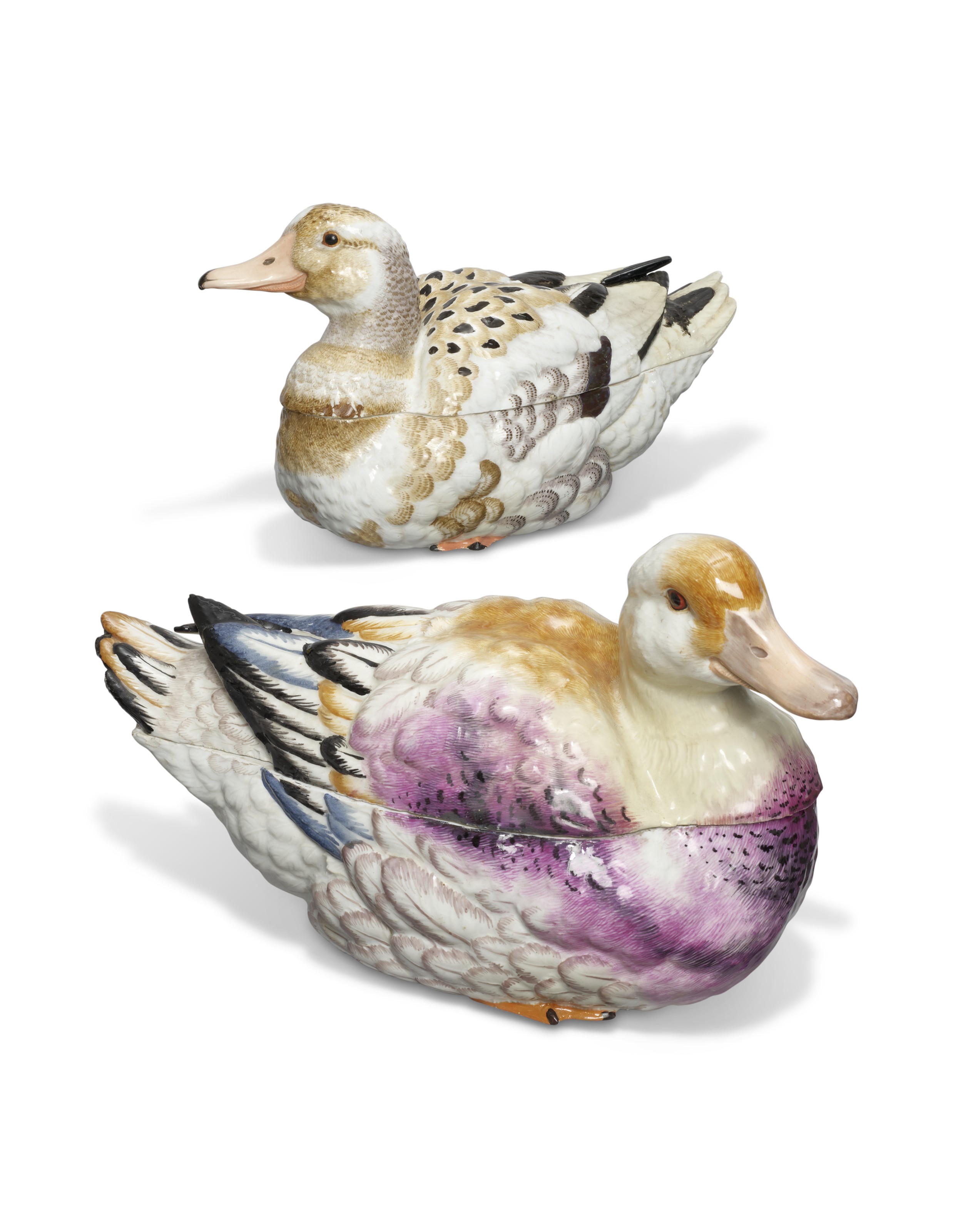 TWO MEISSEN (MARCOLINI) PORCELAIN DUCK TUREENS AND COVERS, CIRCA 1780