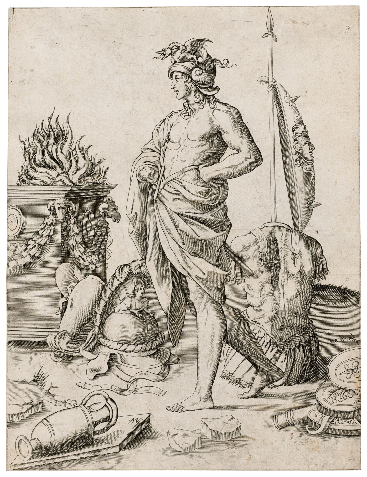 AGOSTINO VENEZIANO (14901540) AFTER RAPHAEL (14831520), A Young